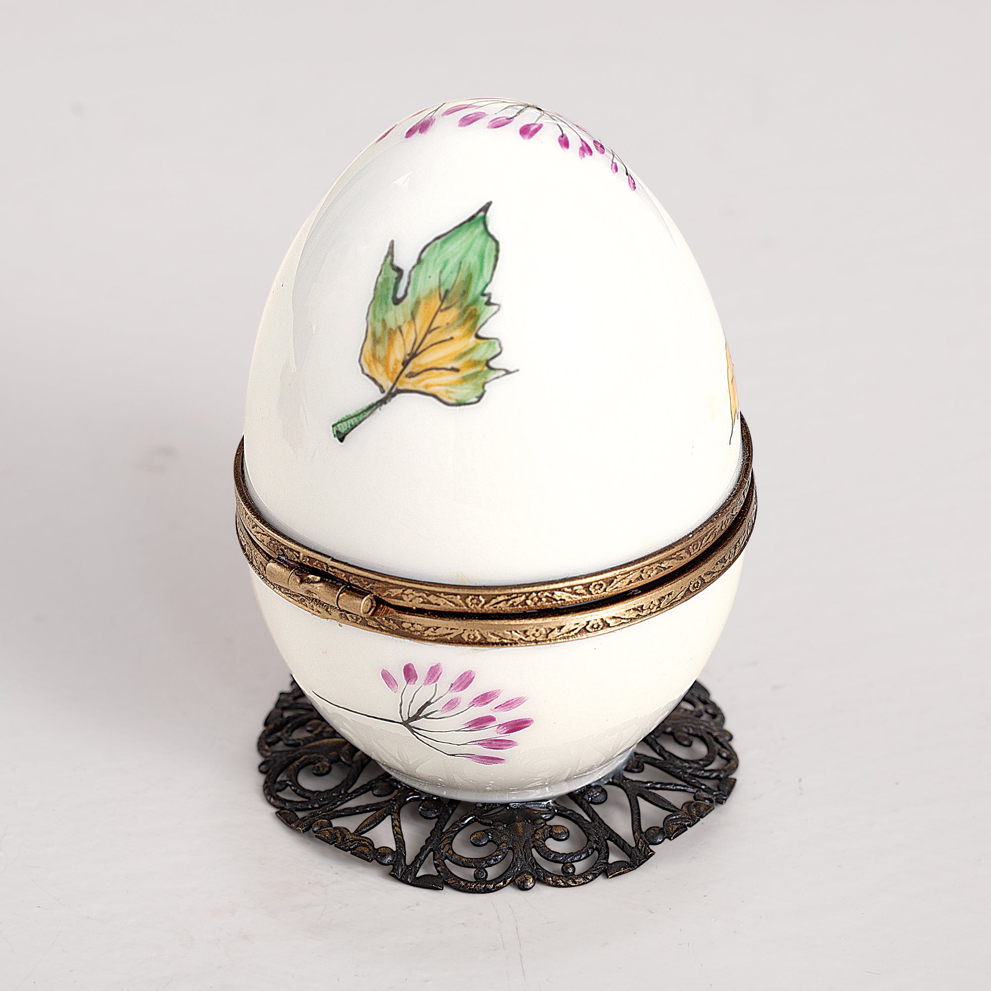 Limoges Porcelain Owl Musical Egg