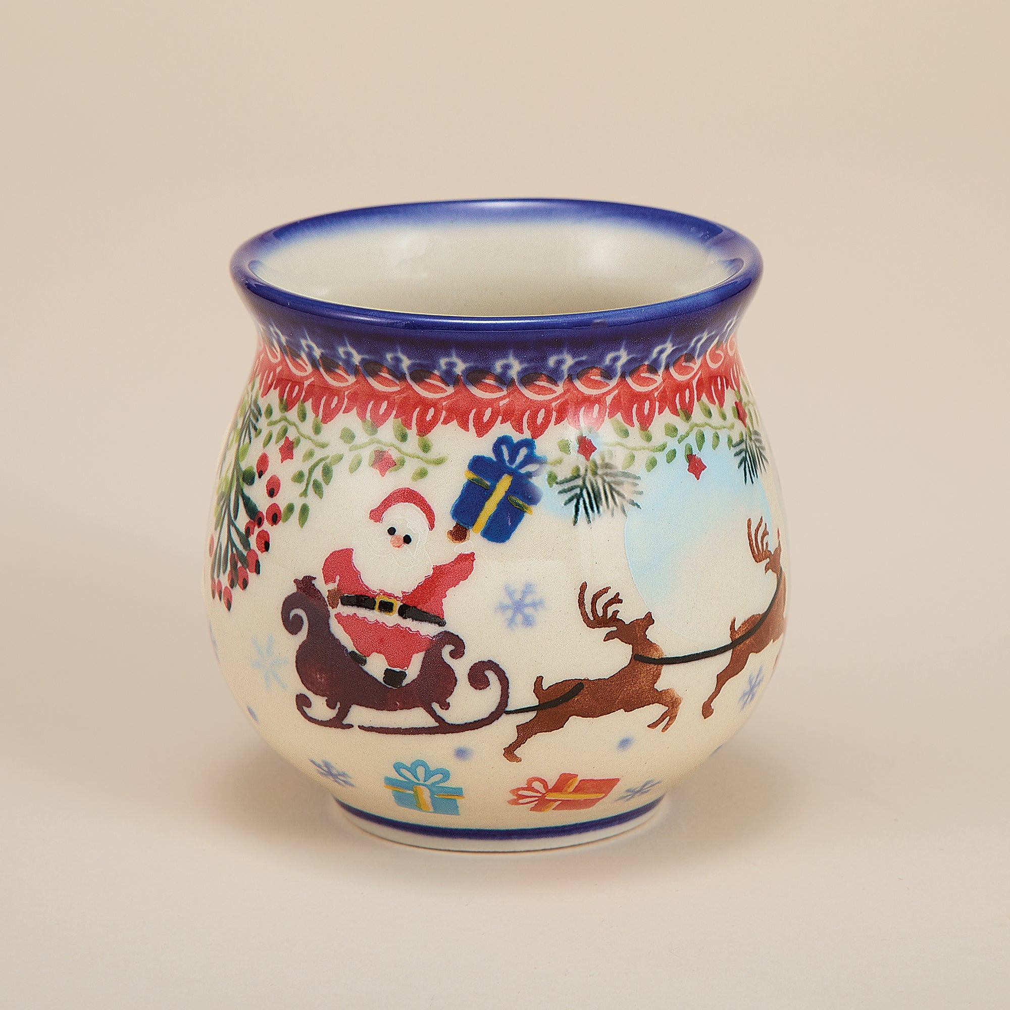 Polish Pottery Dashing All The Way Bubble Mug, 11oz. (Preorder)