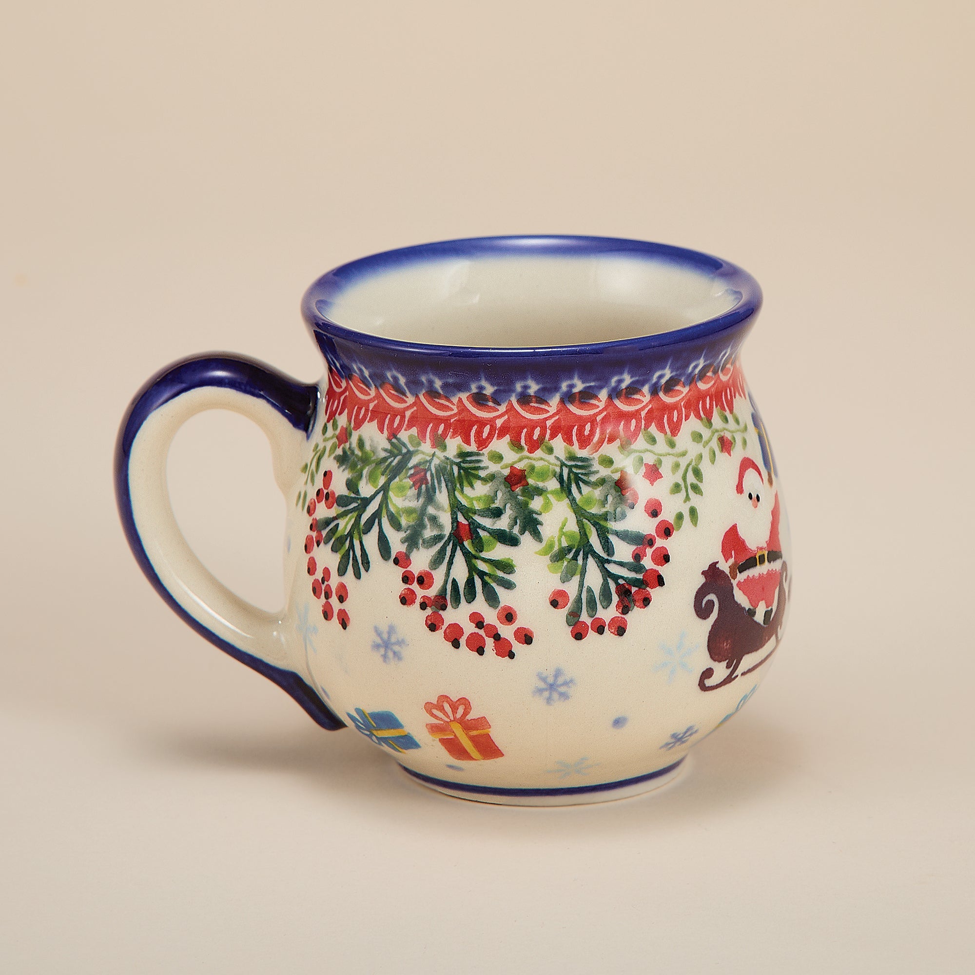 Polish Pottery Dashing All The Way Bubble Mug, 11oz. (Preorder)