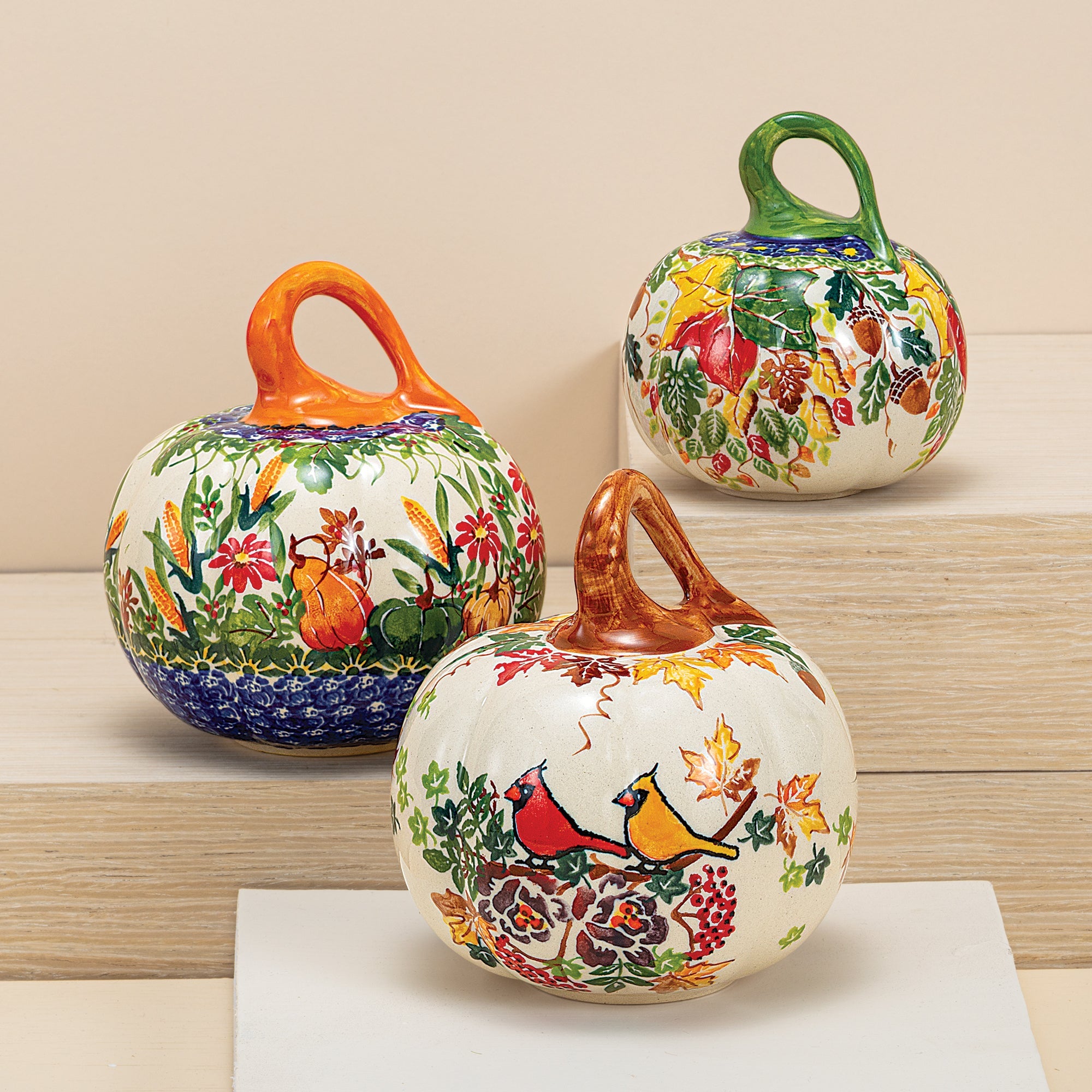 Polish Pottery Autumn Leaves Mini Pumpkin (Preorder)