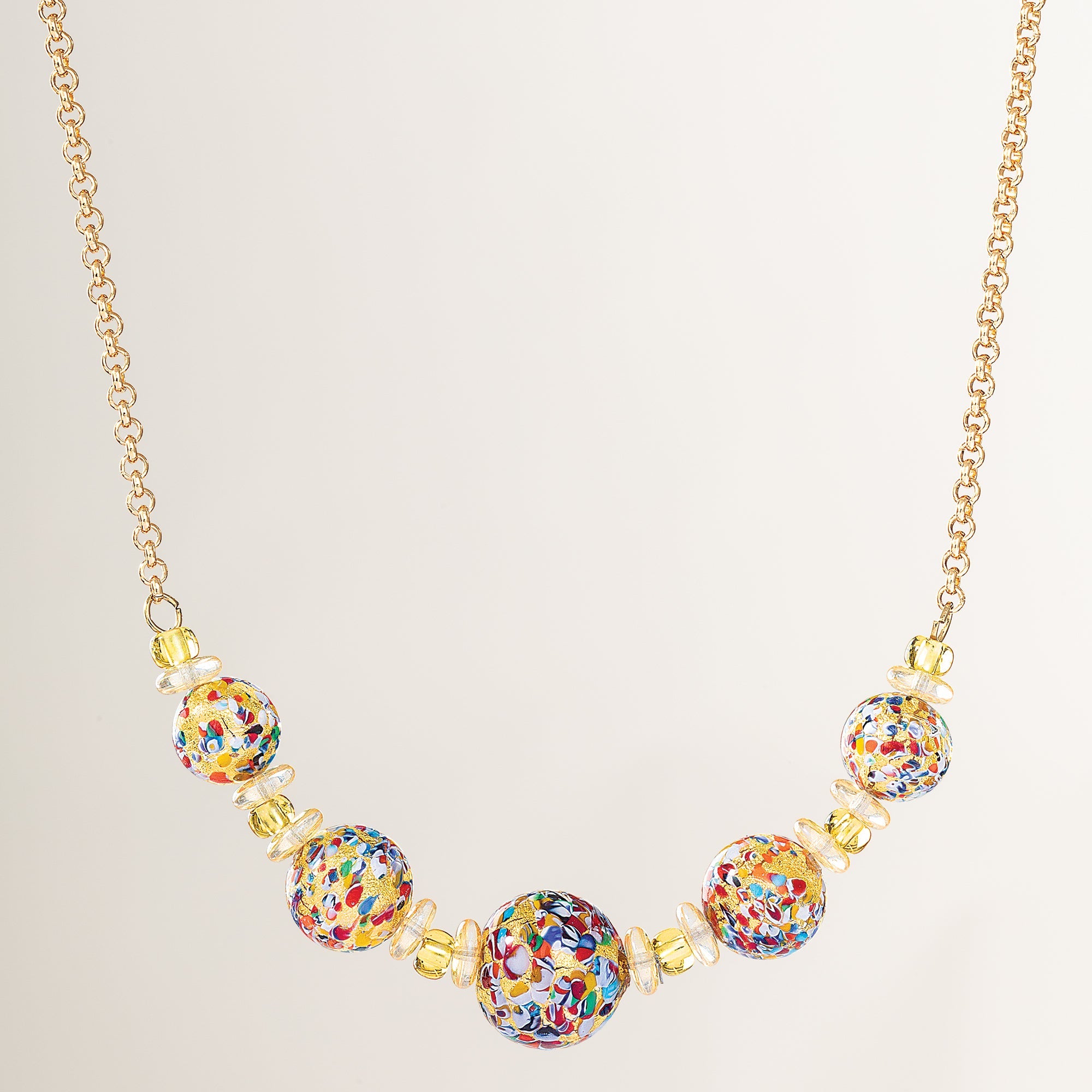 Murano Glass Speckled Beads Chain Necklace