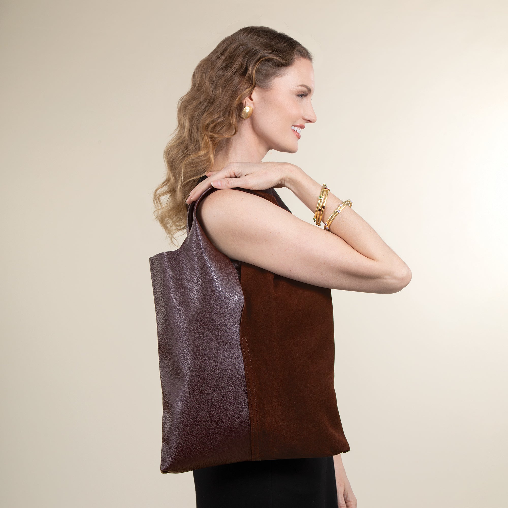 Faenza Espresso Italian Leather & Suede Tote