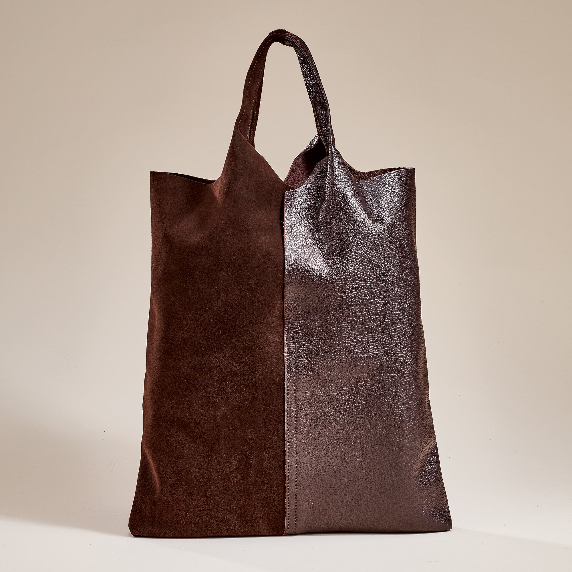 Faenza Espresso Italian Leather & Suede Tote