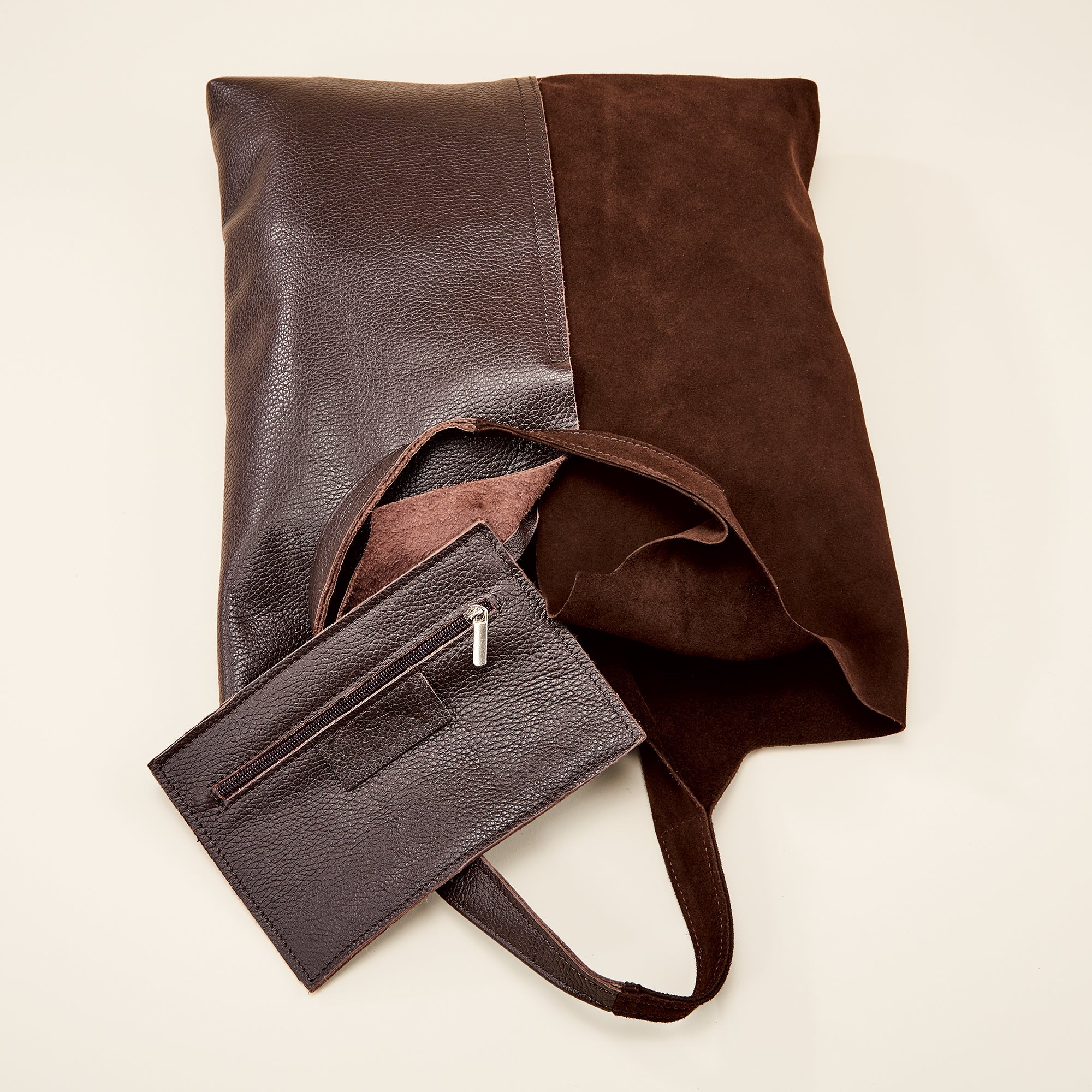 Faenza Espresso Italian Leather & Suede Tote