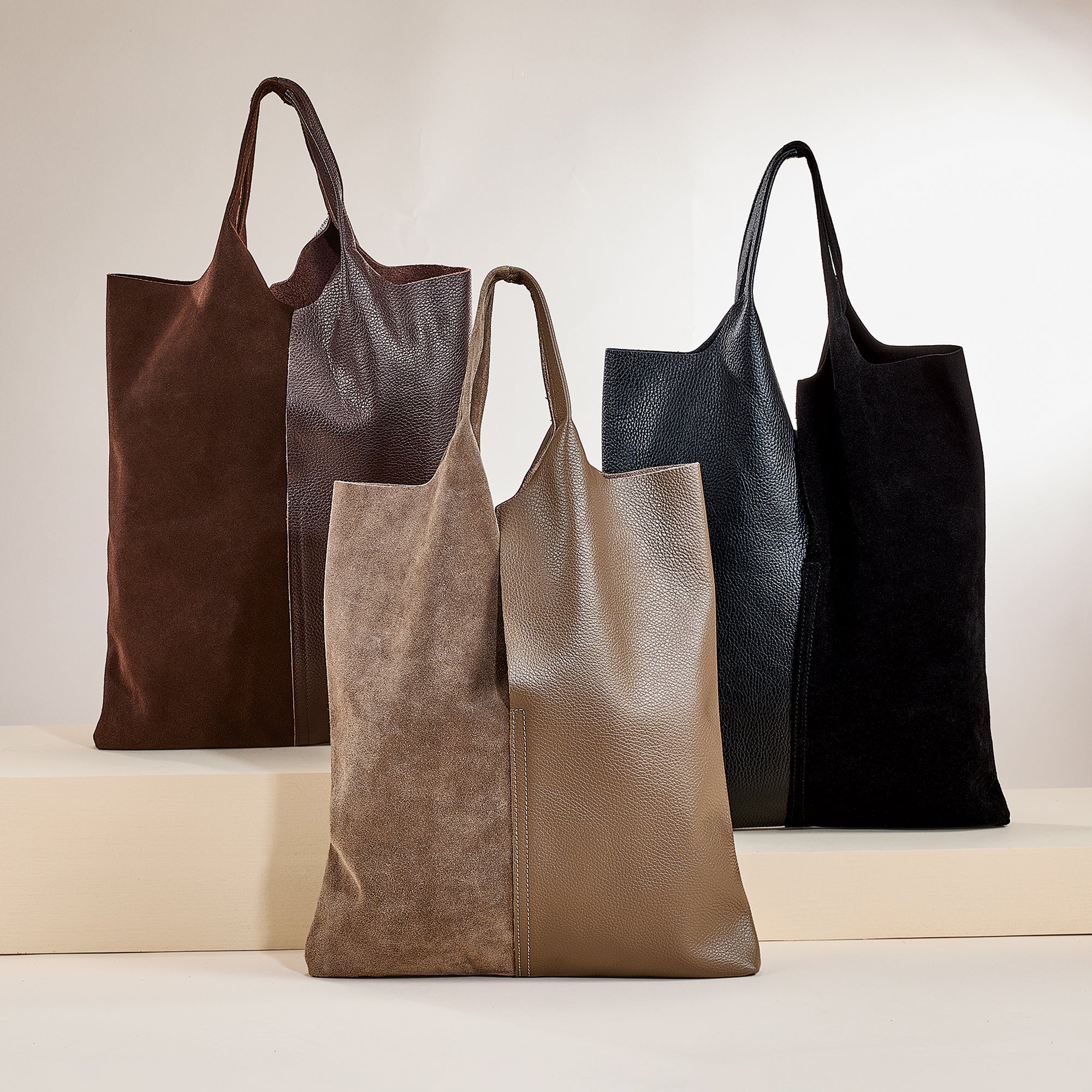 Faenza Espresso Italian Leather & Suede Tote