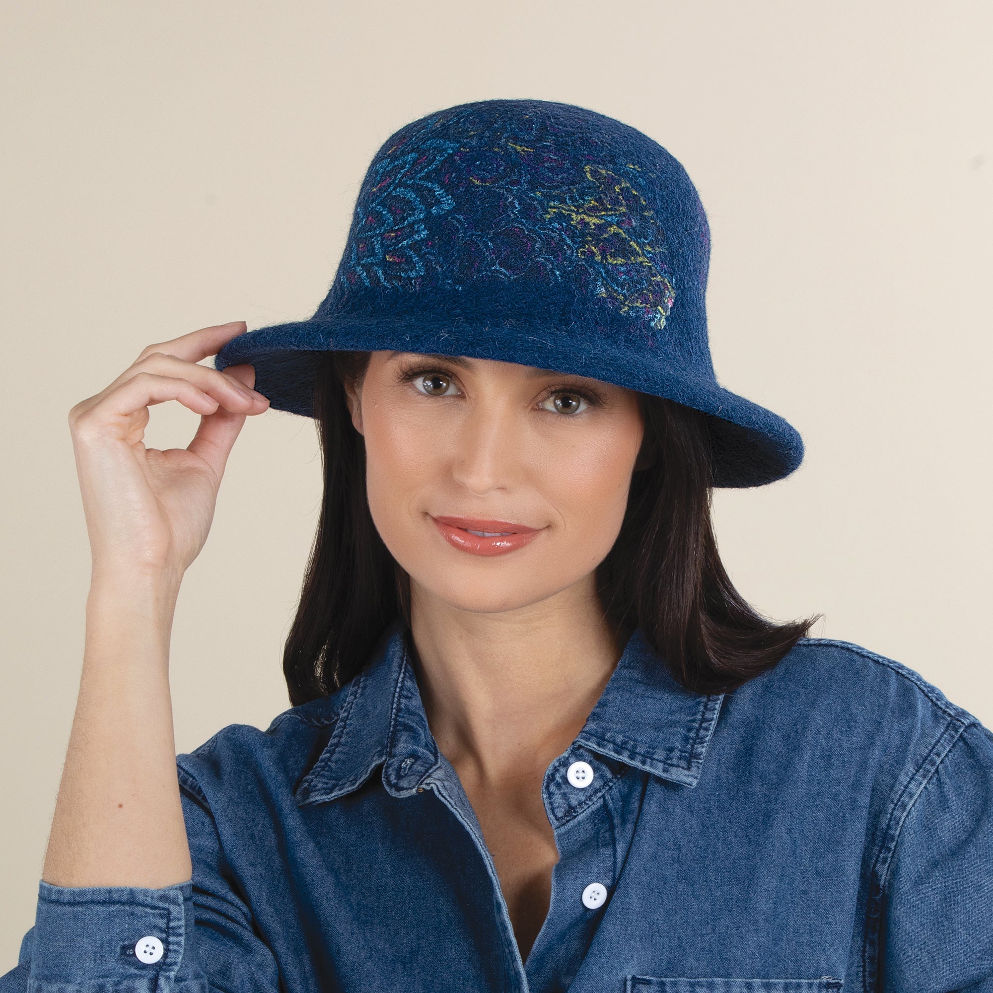 Patricia Peacock Design Teal Wool Hat