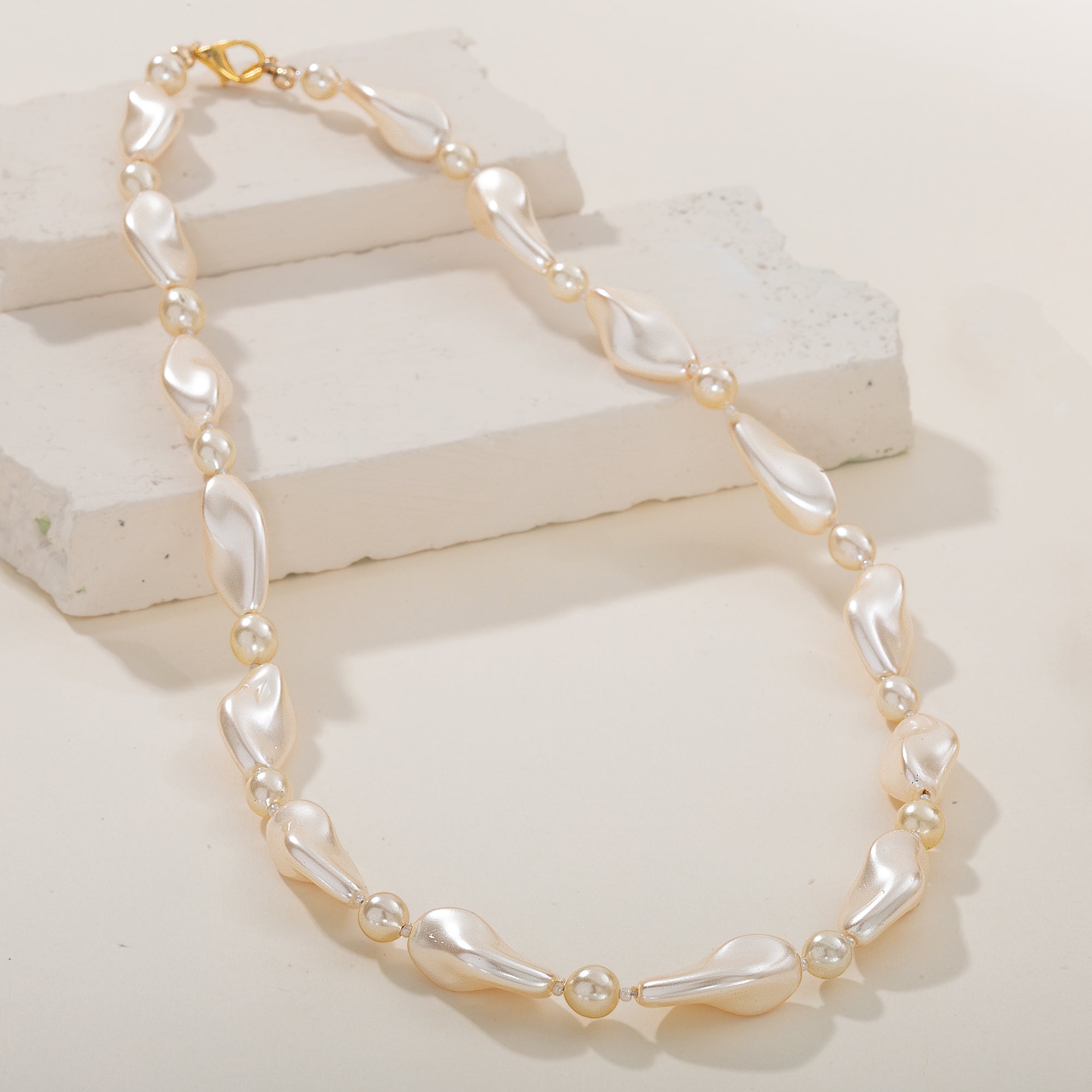 Murano Glass Mixed Champagne Pearls Necklace