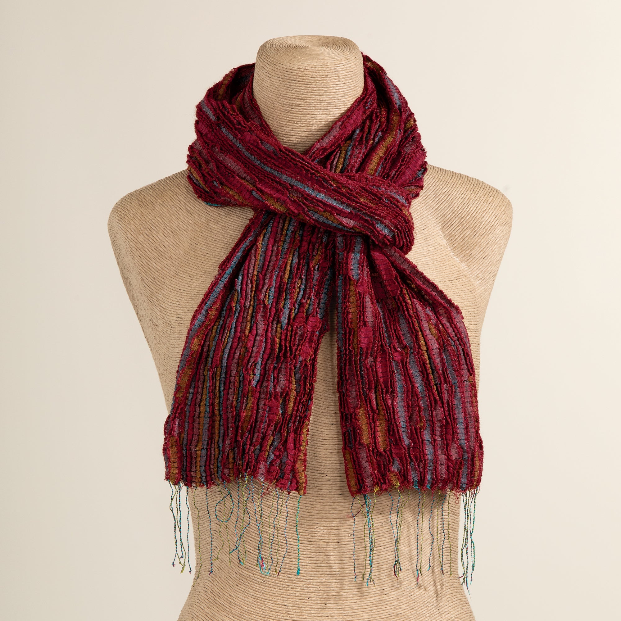 Deep Ruby Ruched Scarf