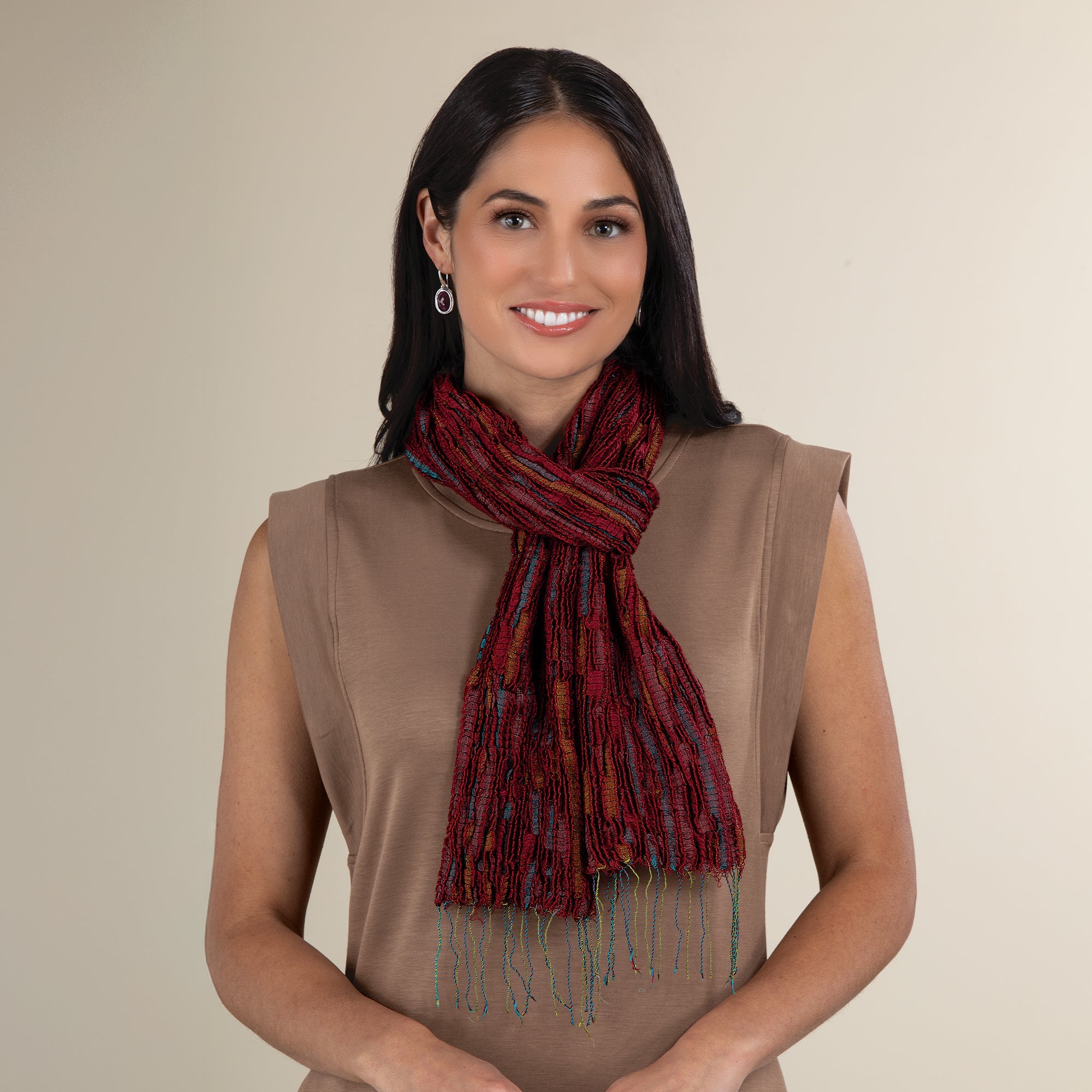 Deep Ruby Ruched Scarf