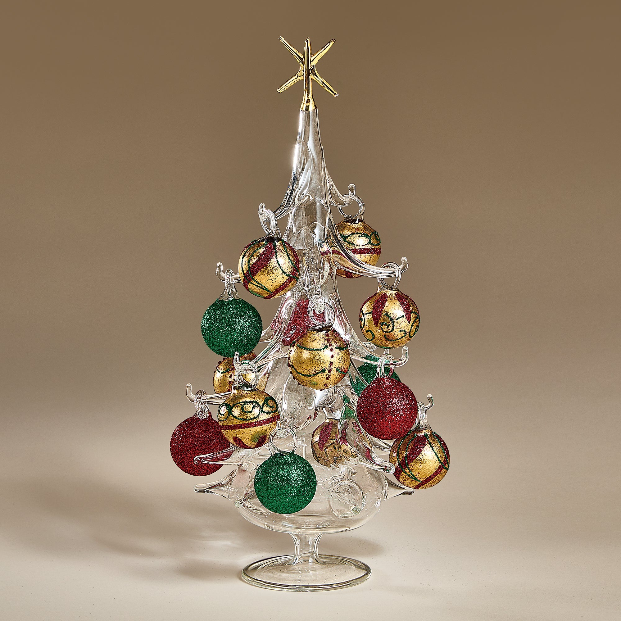 Hand-Blown Venetian Glass Colori Del Natale Ornaments Set of 14