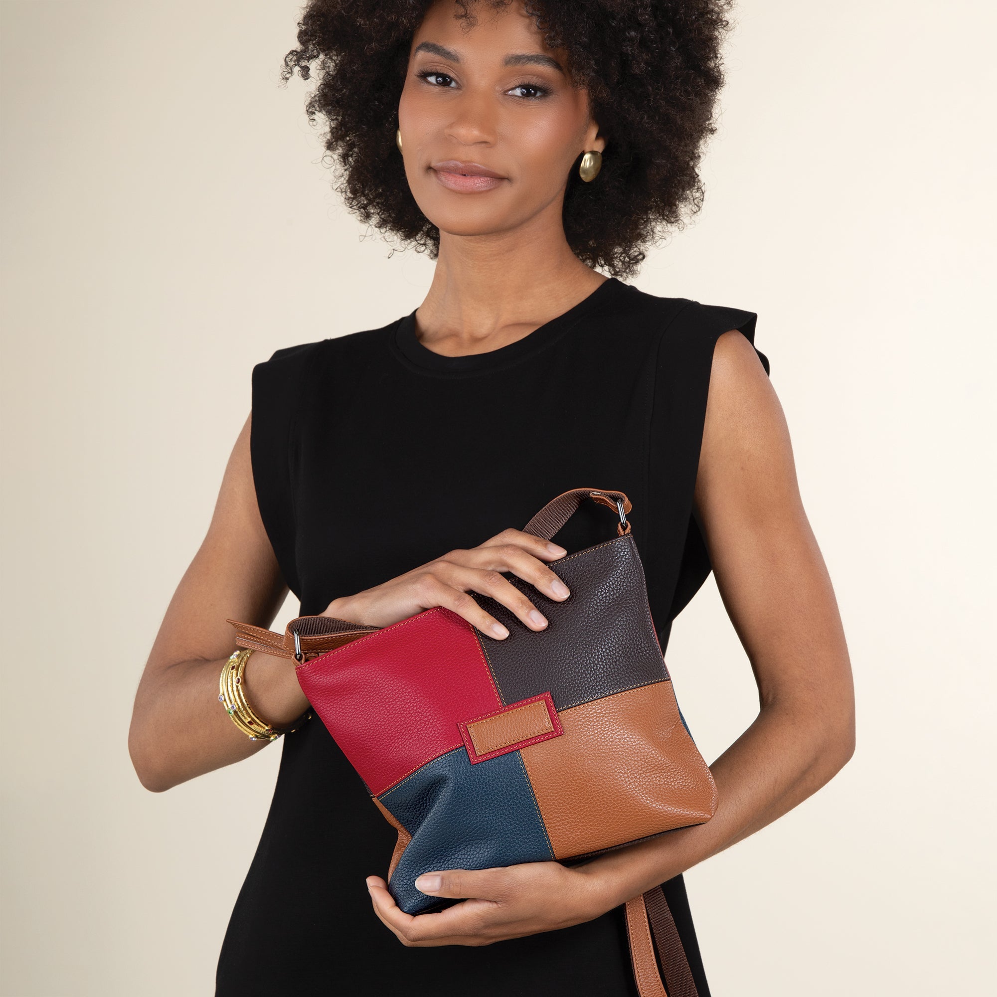 Colors Of Meenakshi Mixed Leather Crossbody Bag