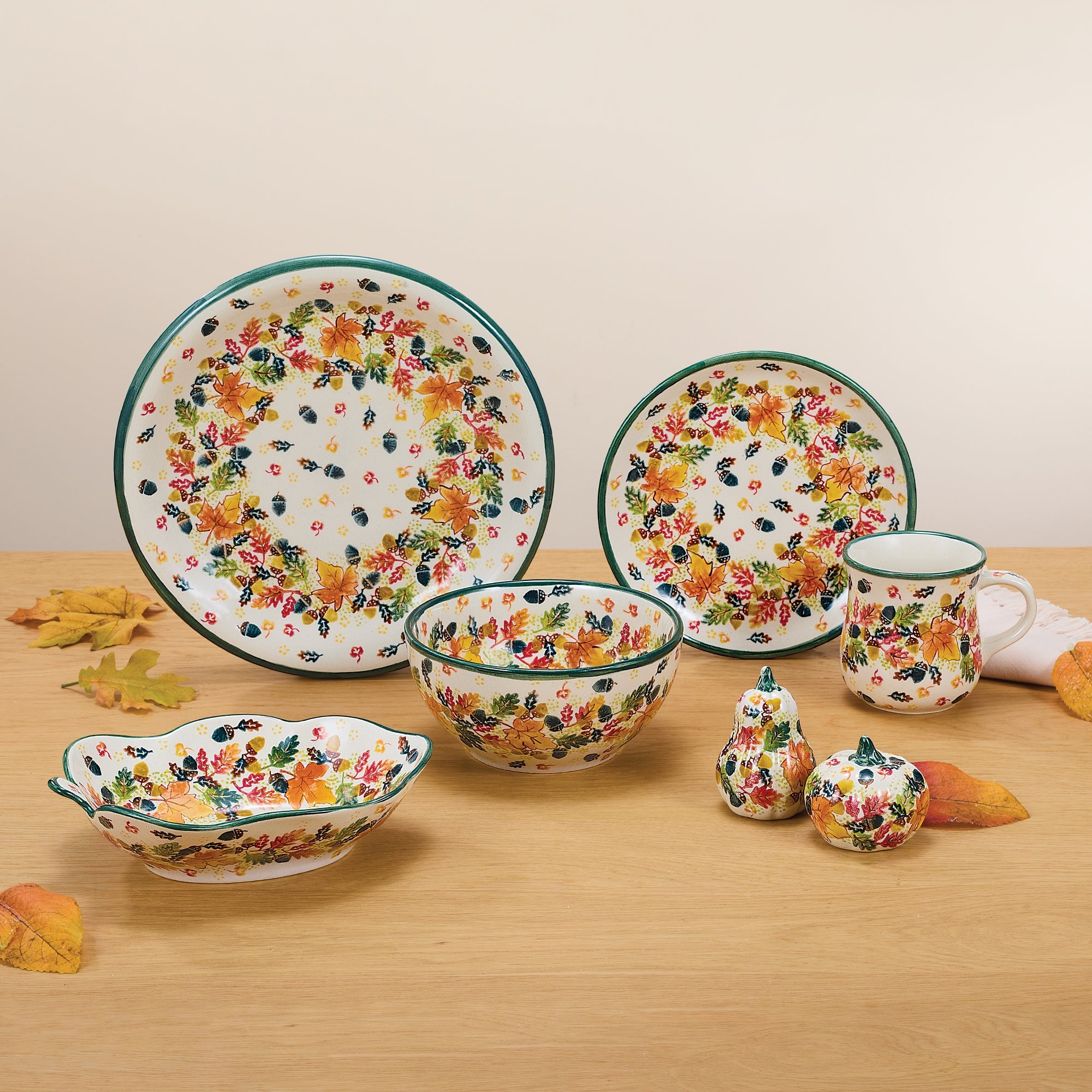 Polish Pottery Fancy Foliage Mug & Plate Set