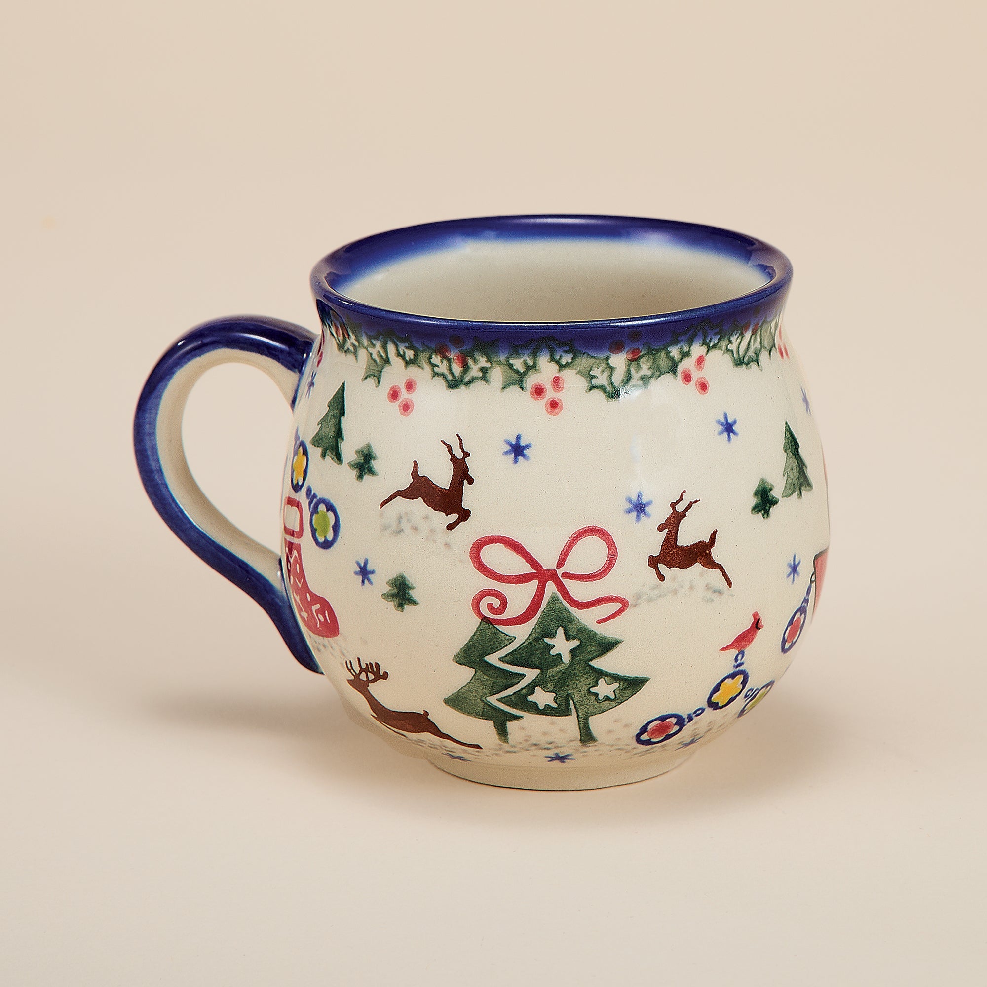 Polish Pottery Holly Jolly Bubble Mug, 11oz. (Preorder)