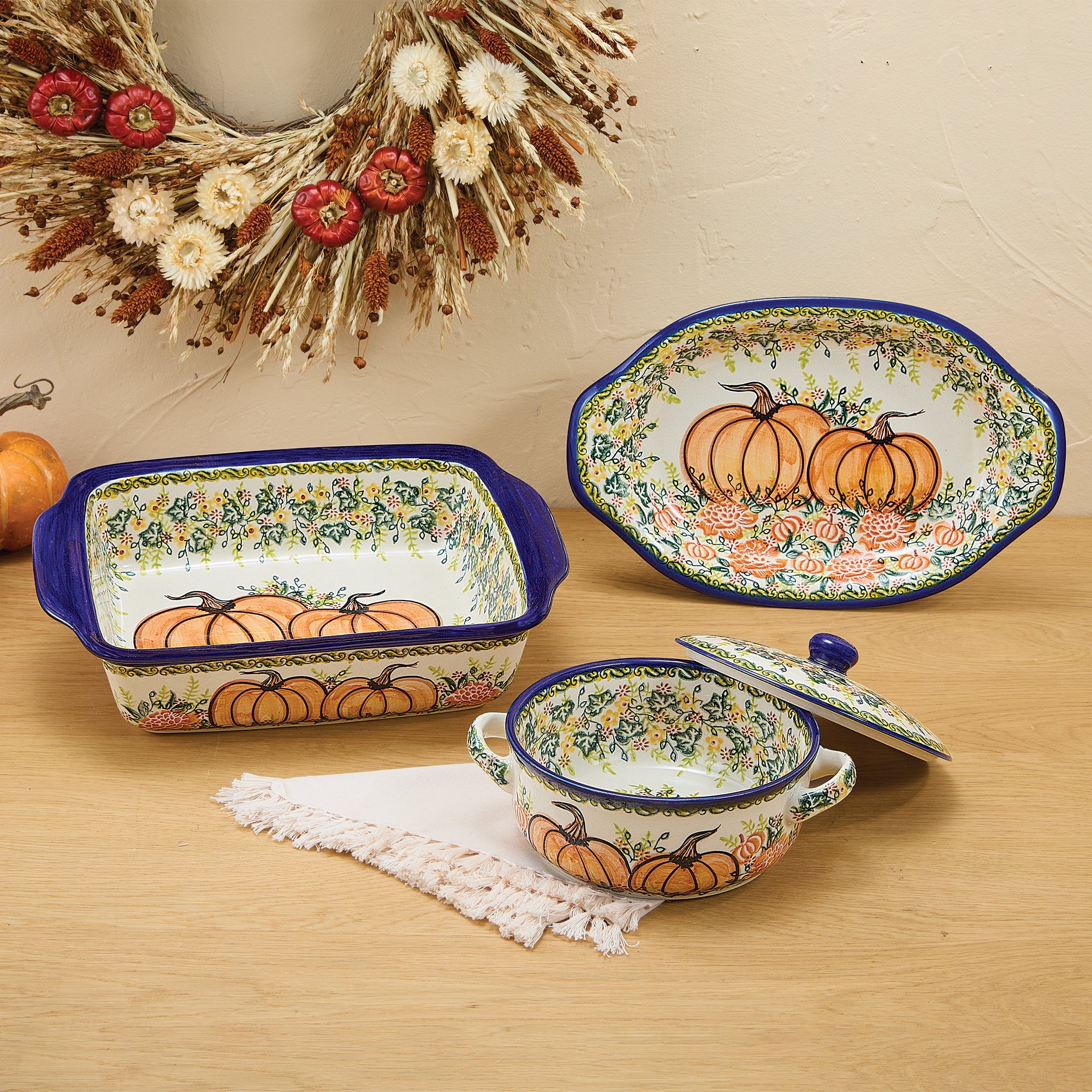 Polish Pottery Harvest Patch Baking Dish