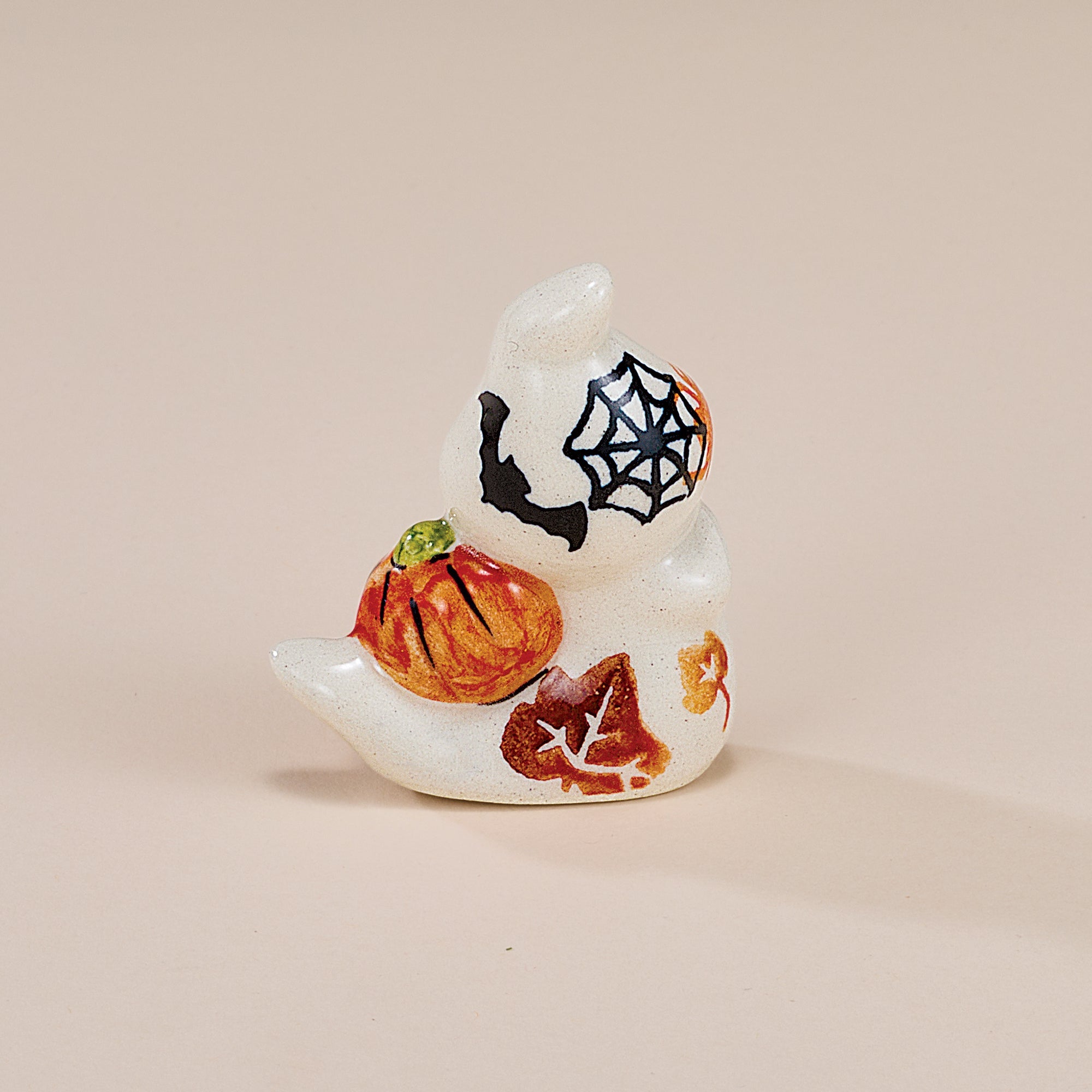 Polish Pottery Enchanting Pumpkins Small Ghost Figurine