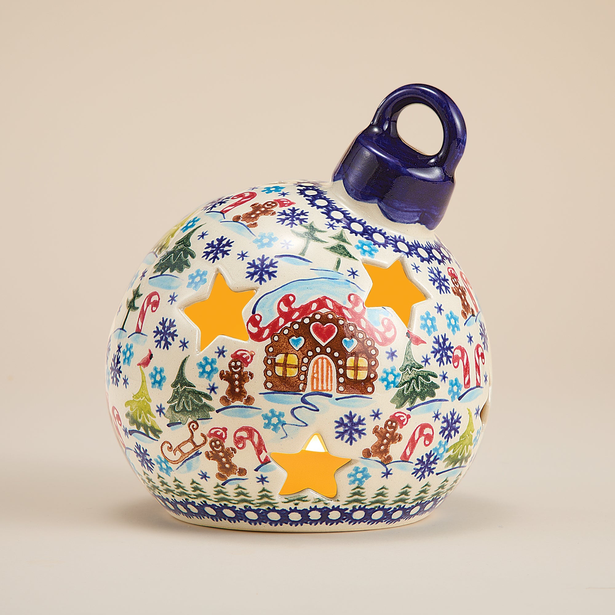 Polish Pottery Gingerbread Village Ornament Luminary (Preorder)