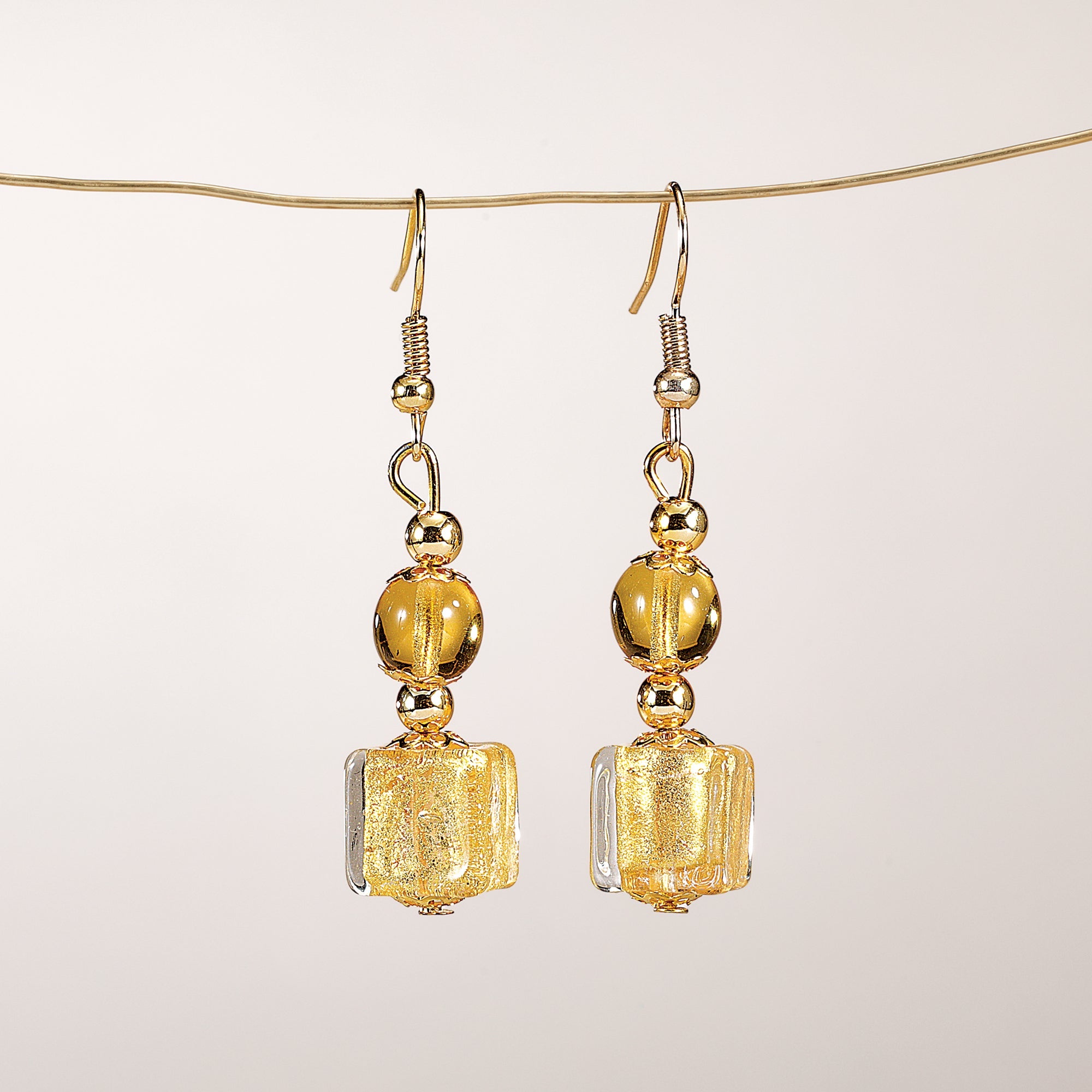 Murano Glass Colorful Concentric Cube Earrings