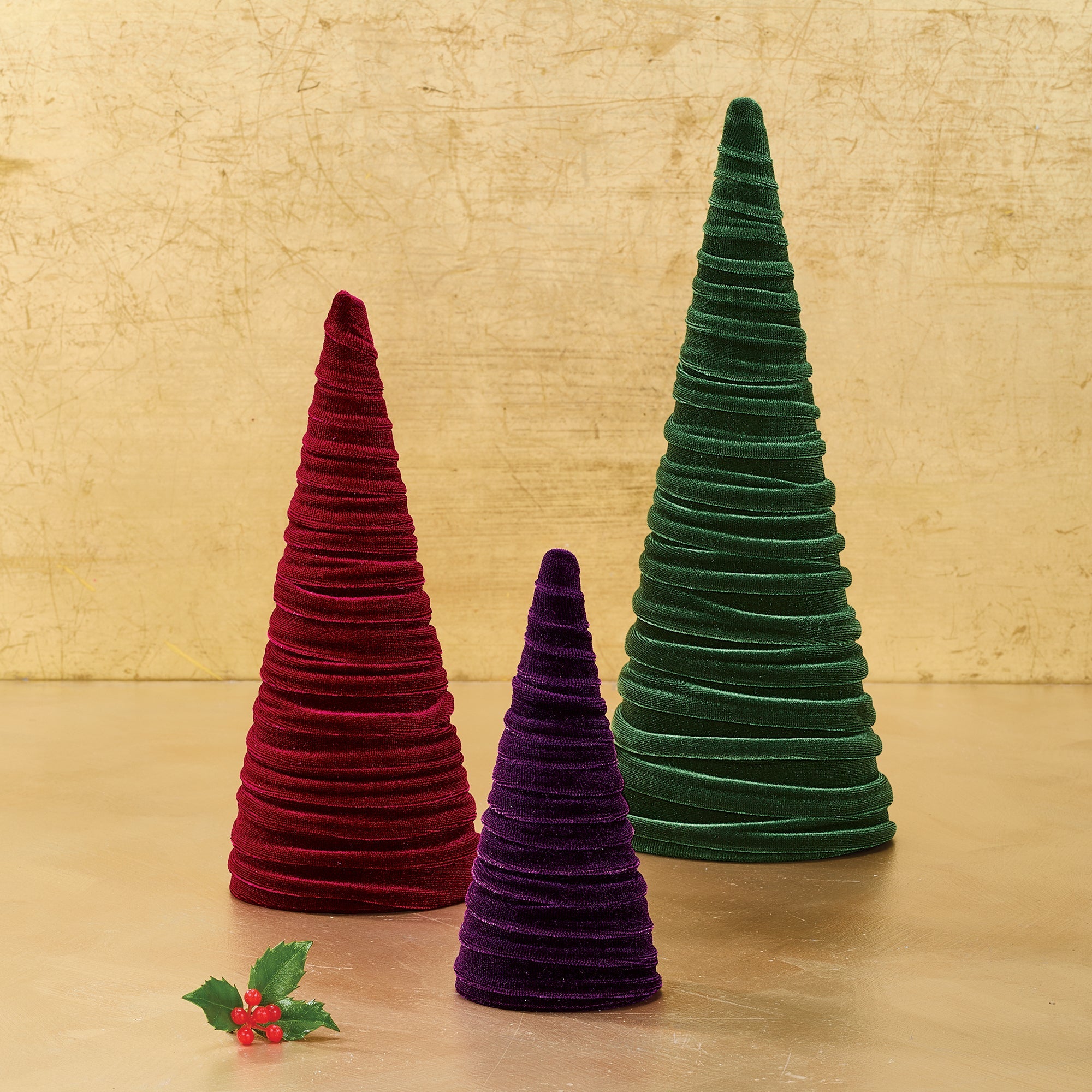 Hand-Cut Burgundy Velvet Tree