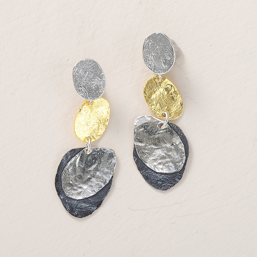 Tri-Color Textured Earrings