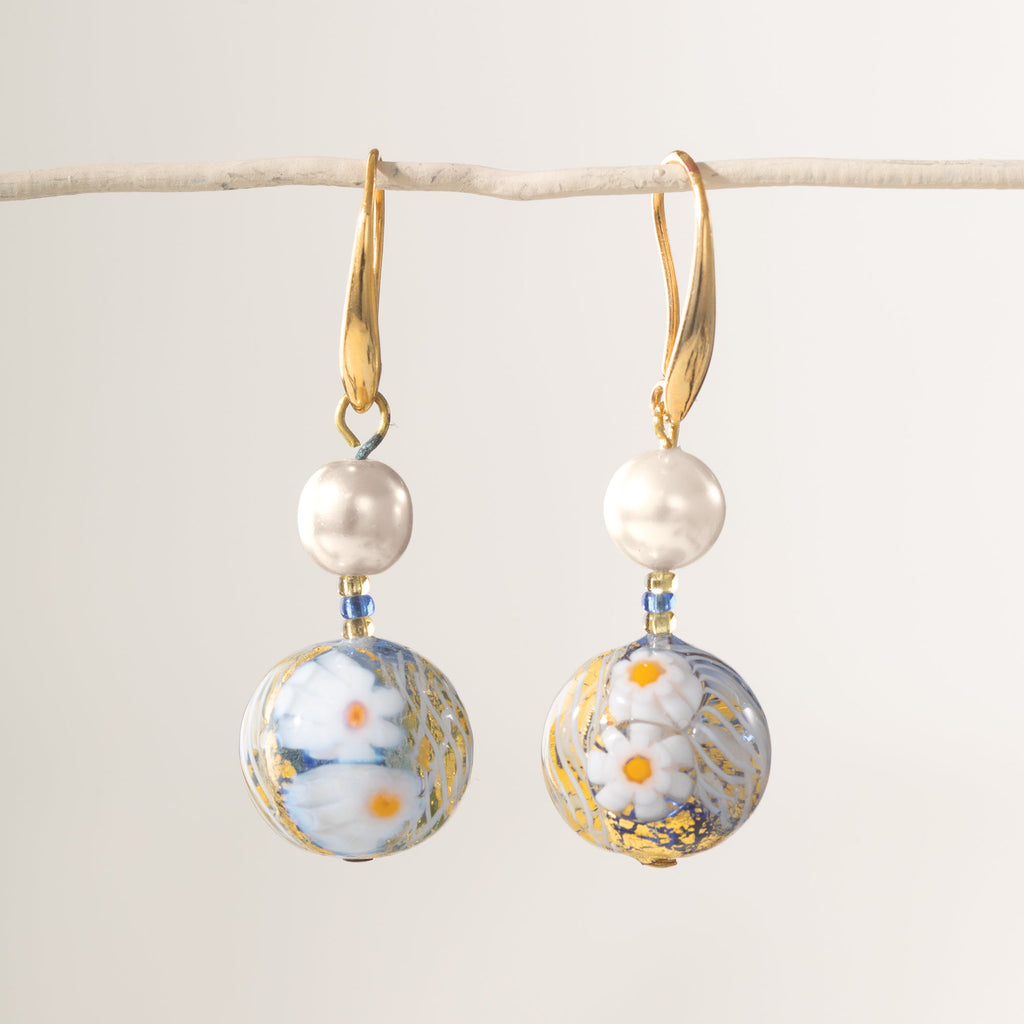 Murano Glass Pearls & Millefiori Earrings (Preorder)