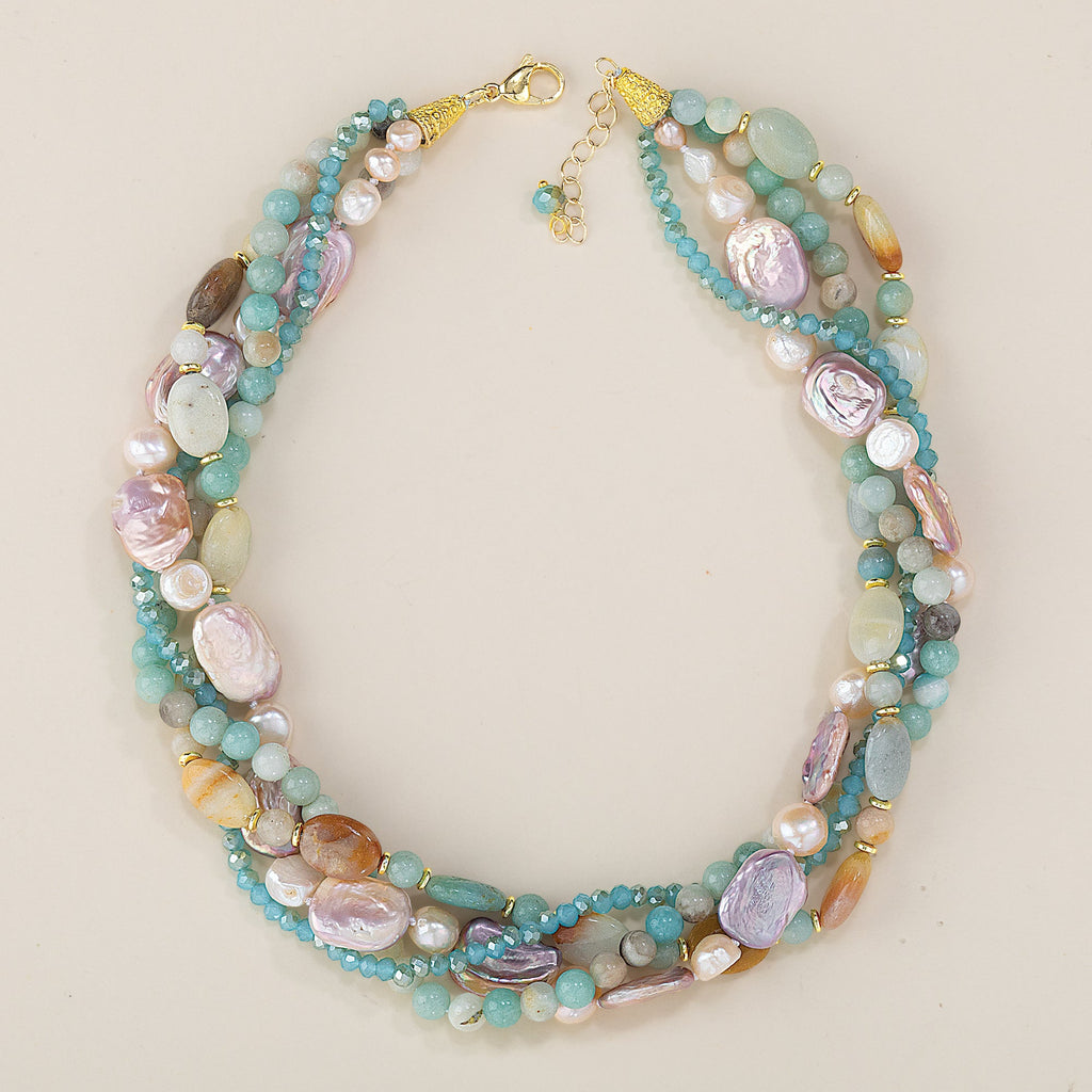 Statement Maker Multistrand Gemstone & Pearl Necklace