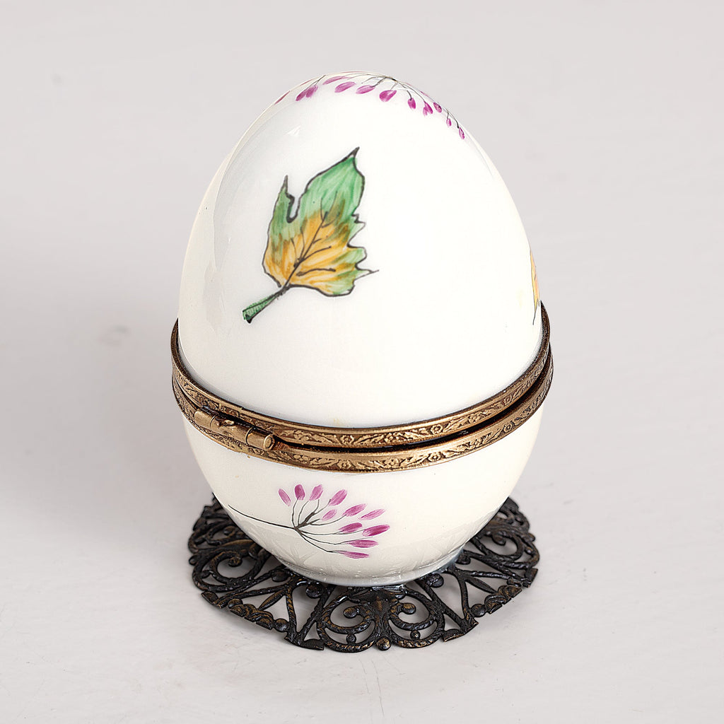 Limoges Porcelain Owl Musical Egg