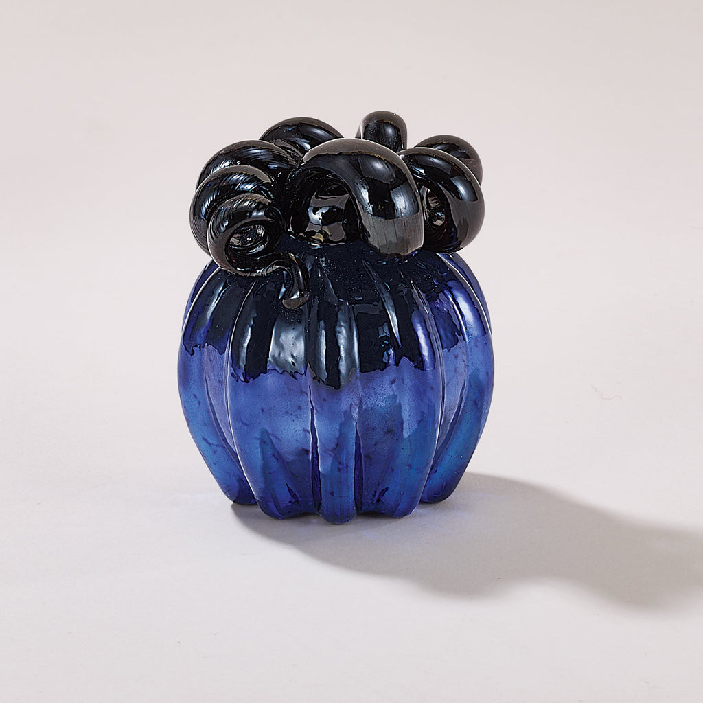 Hand-Blown Glass Petite Deep Midnight Pumpkin