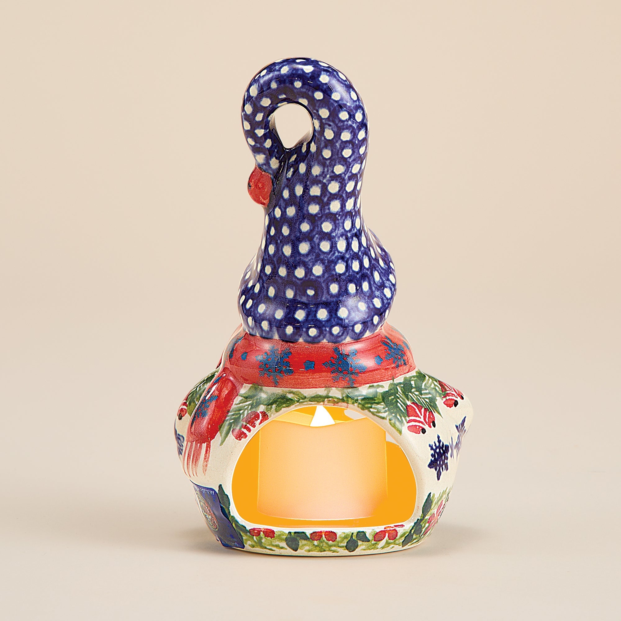 Polish Pottery Jingle Bell Snowman Luminary (Preorder)