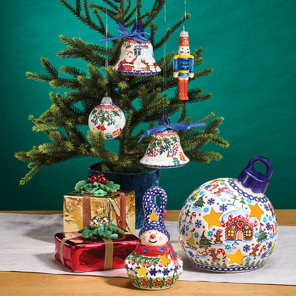 Polish Pottery Jingle Bell Snowman Luminary (Preorder)
