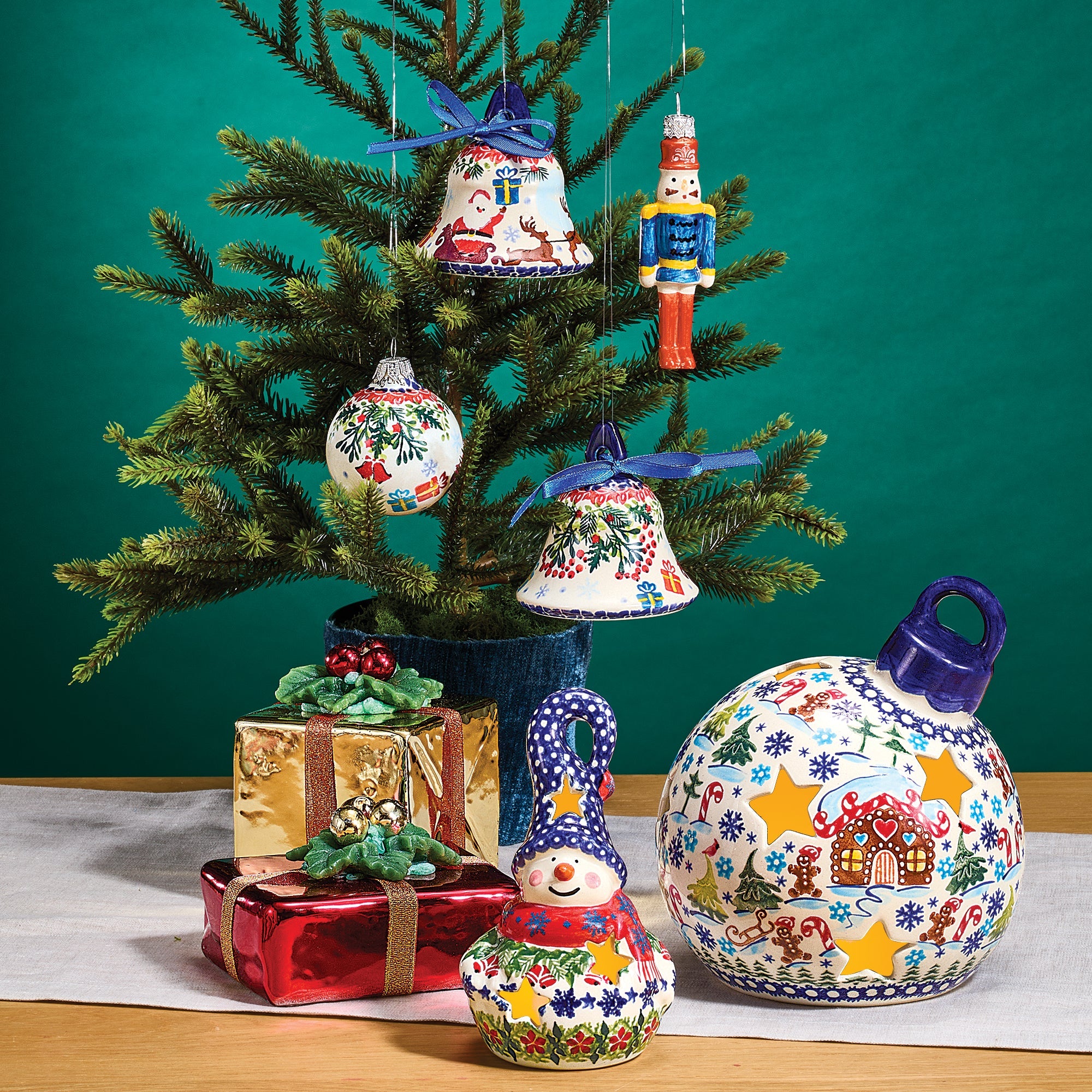 Polish Pottery Jingle Bell Snowman Luminary (Preorder)