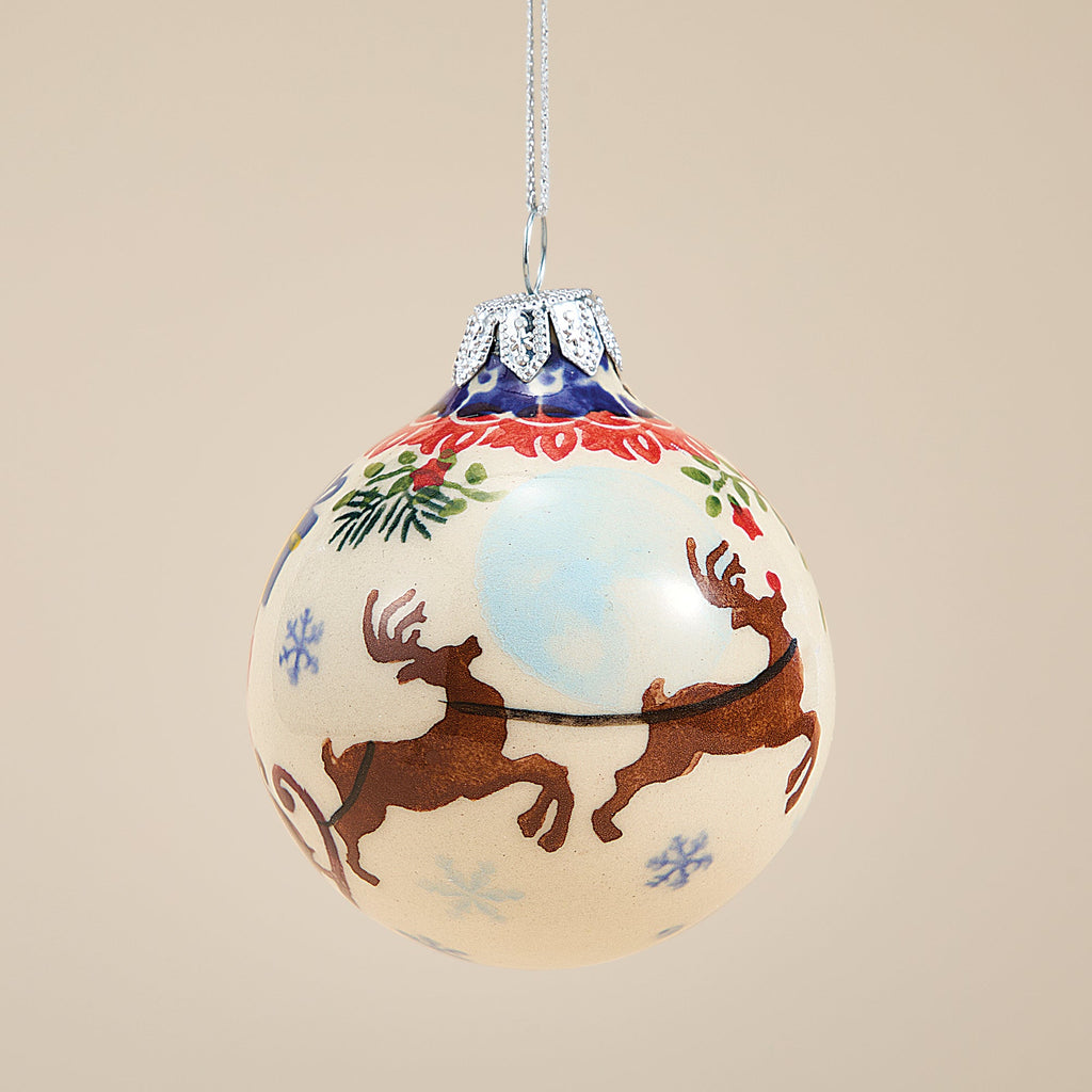 Polish Pottery Dashing All The Way Round Ornament (Preorder)