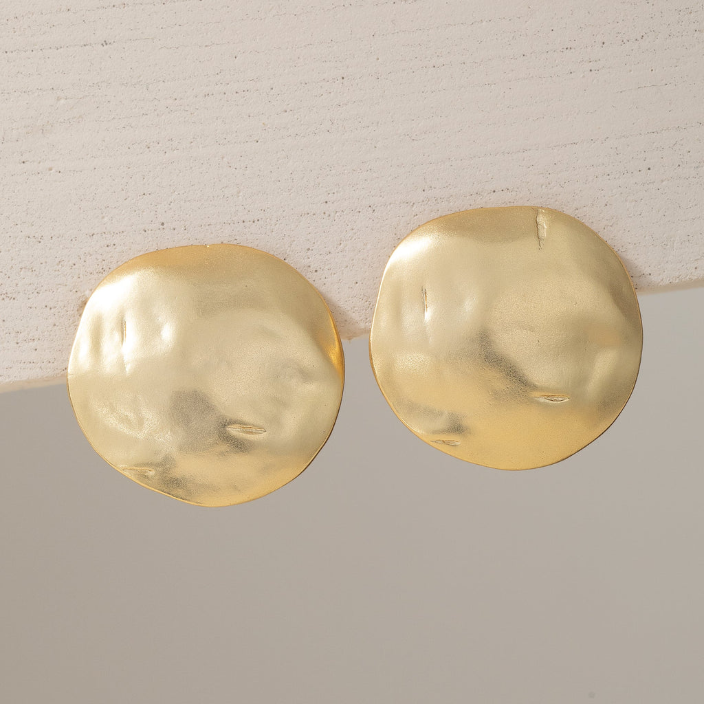 Textured Gold Coin Clip-On Earrings (Preorder)