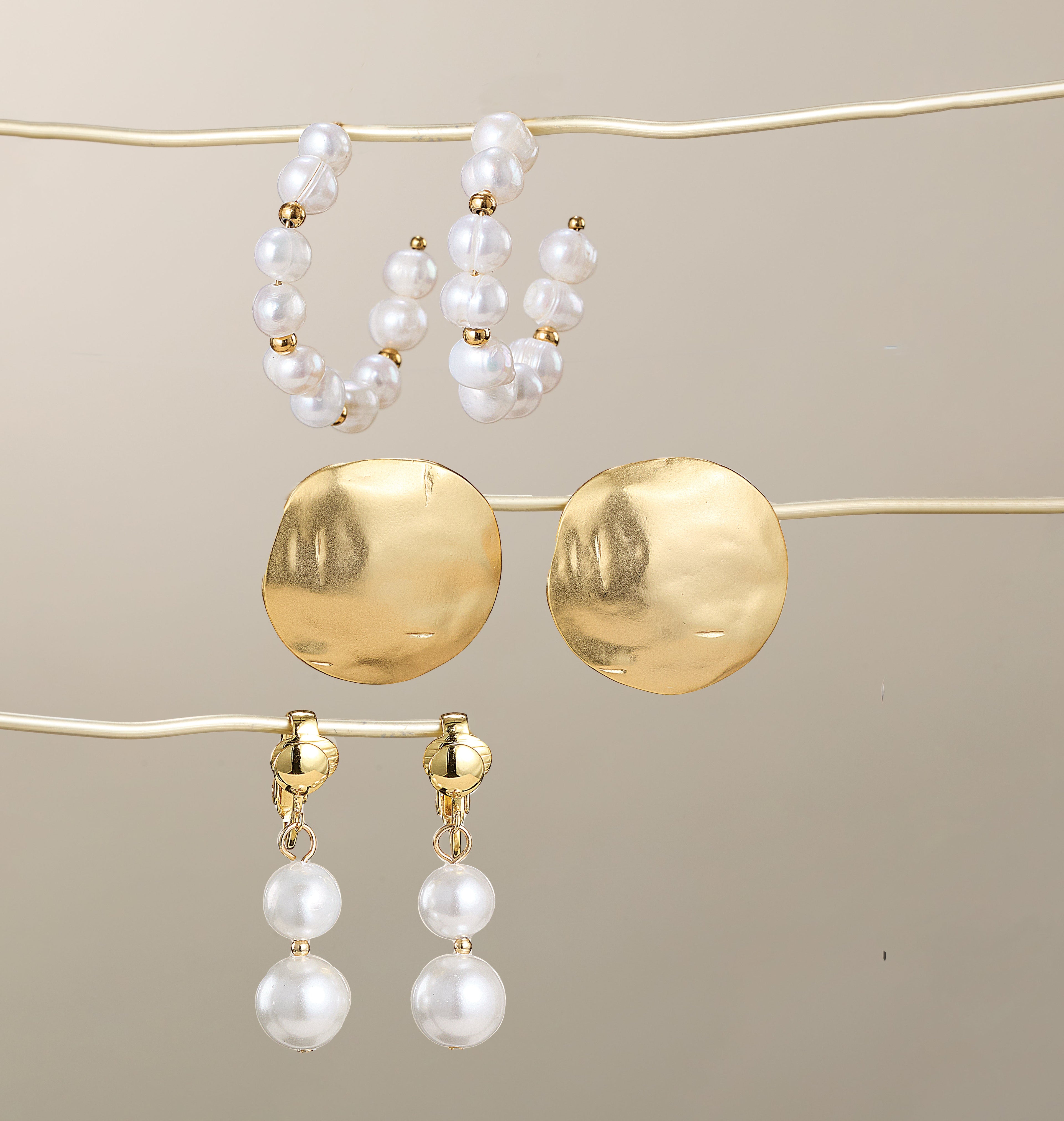 Textured Gold Coin Clip-On Earrings (Preorder)