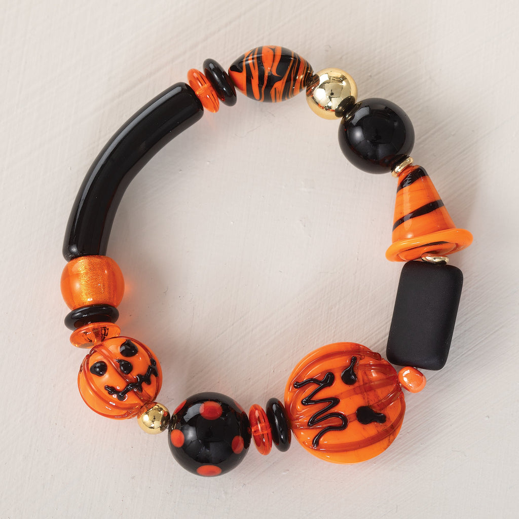 Murano Glass Pumpkins & Polka Dots Bracelet