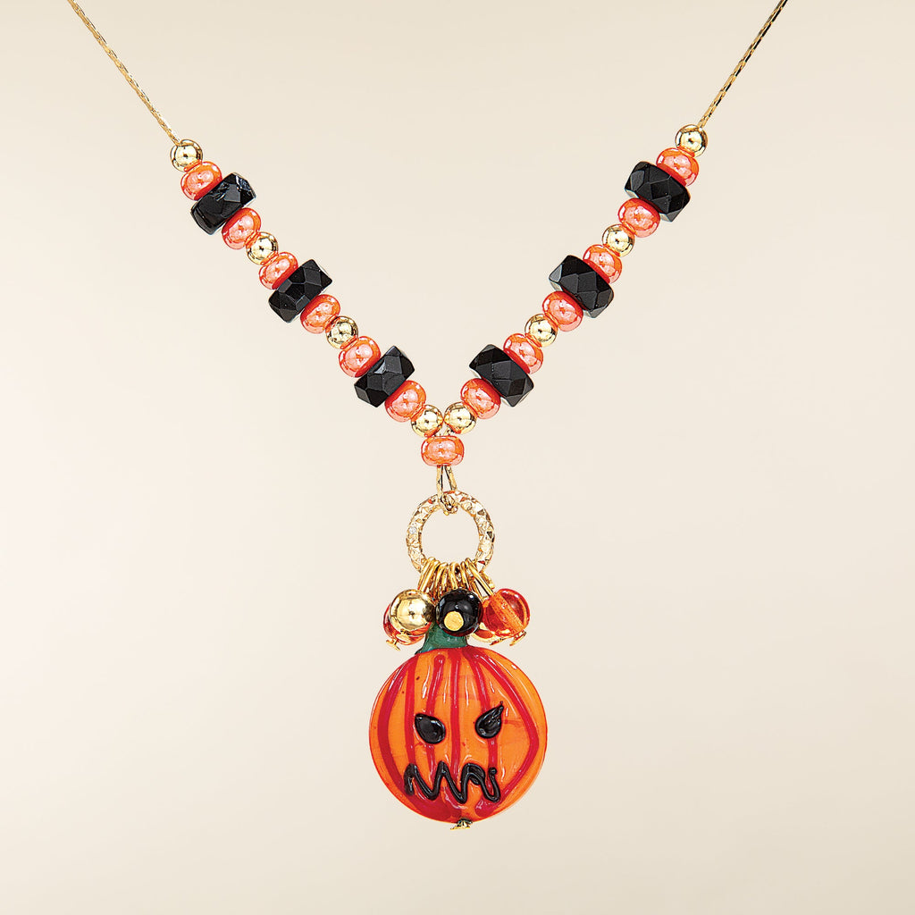 Murano Glass Beaded Pumpkin Necklace