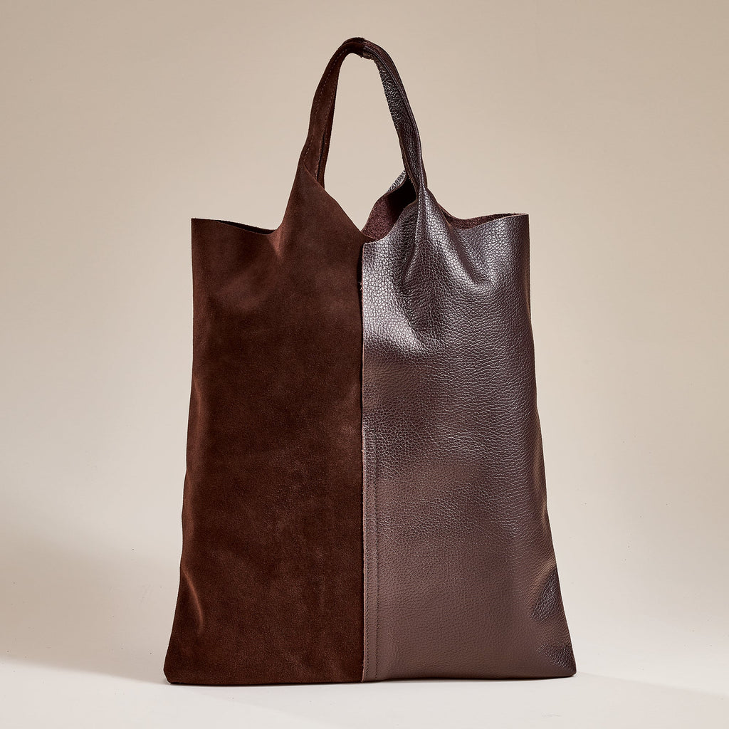 Faenza Espresso Italian Leather & Suede Tote