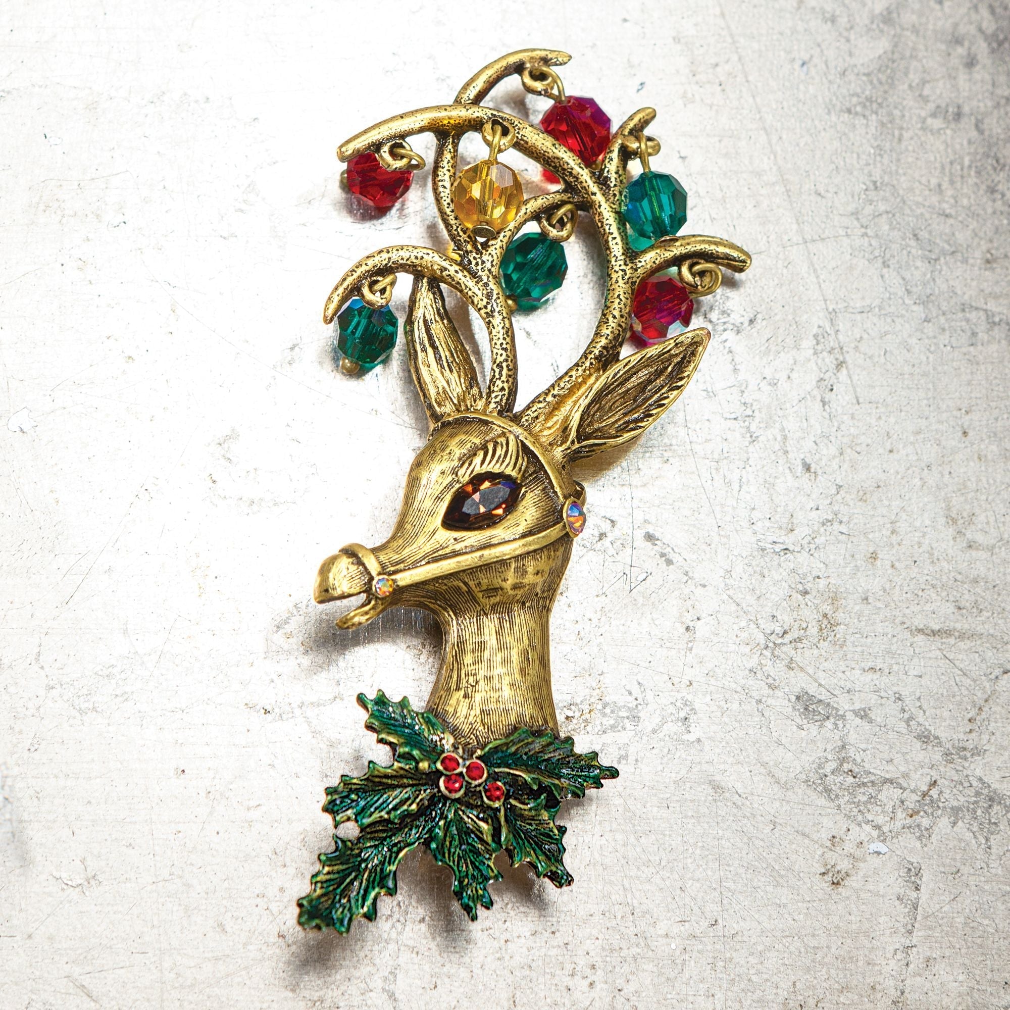 Vintage-Style Rudolph Brooch (Preorder)