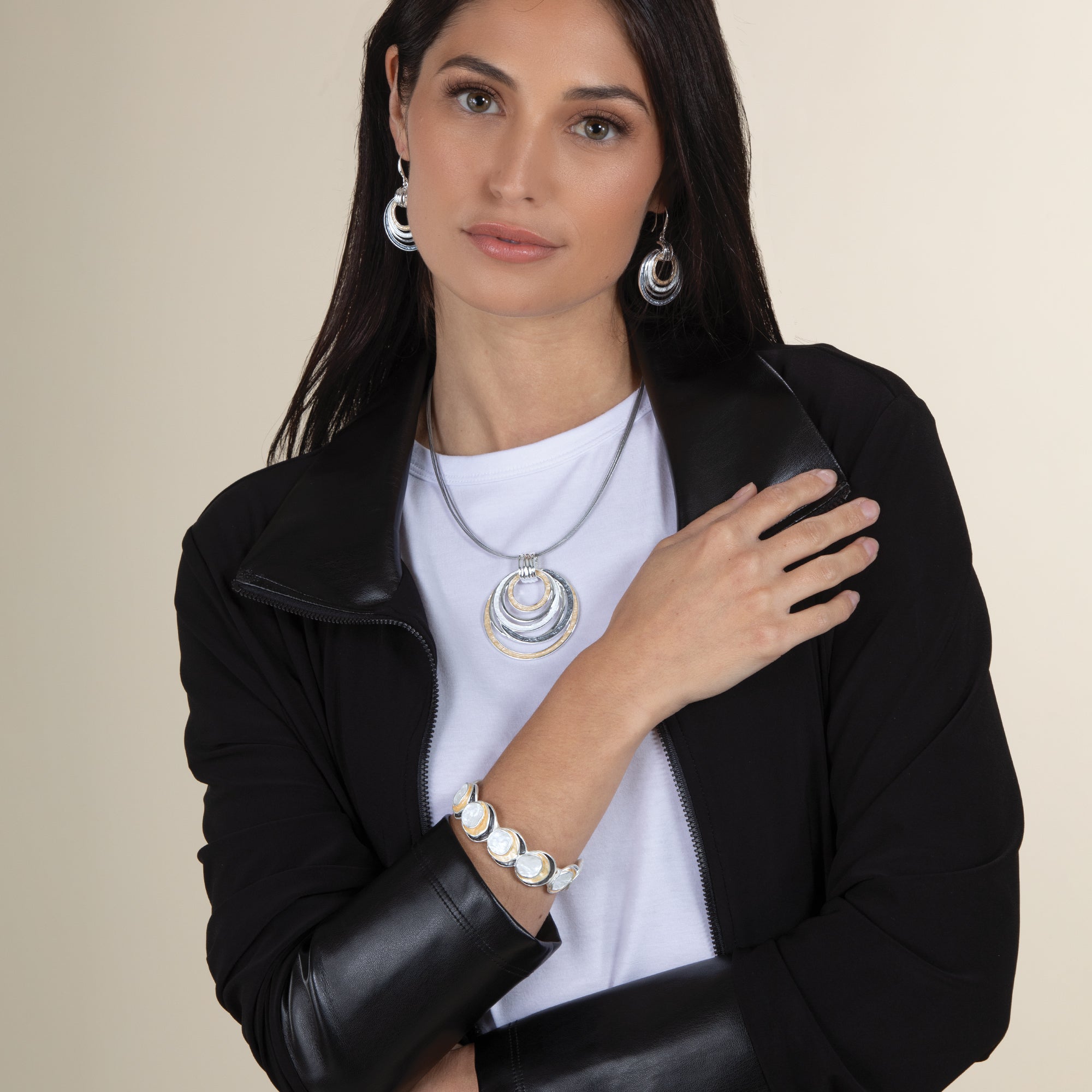 Tricolor Enamel Circles Earrings