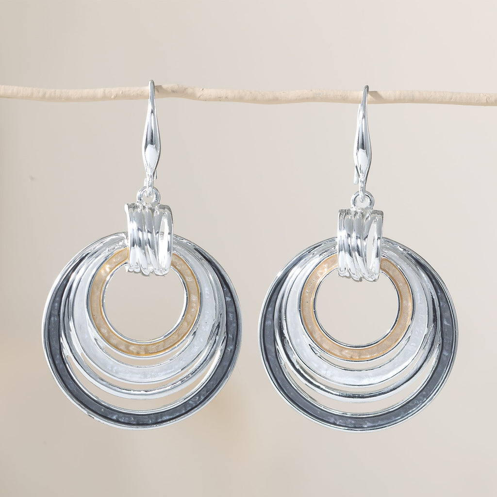 Tricolor Enamel Circles Earrings