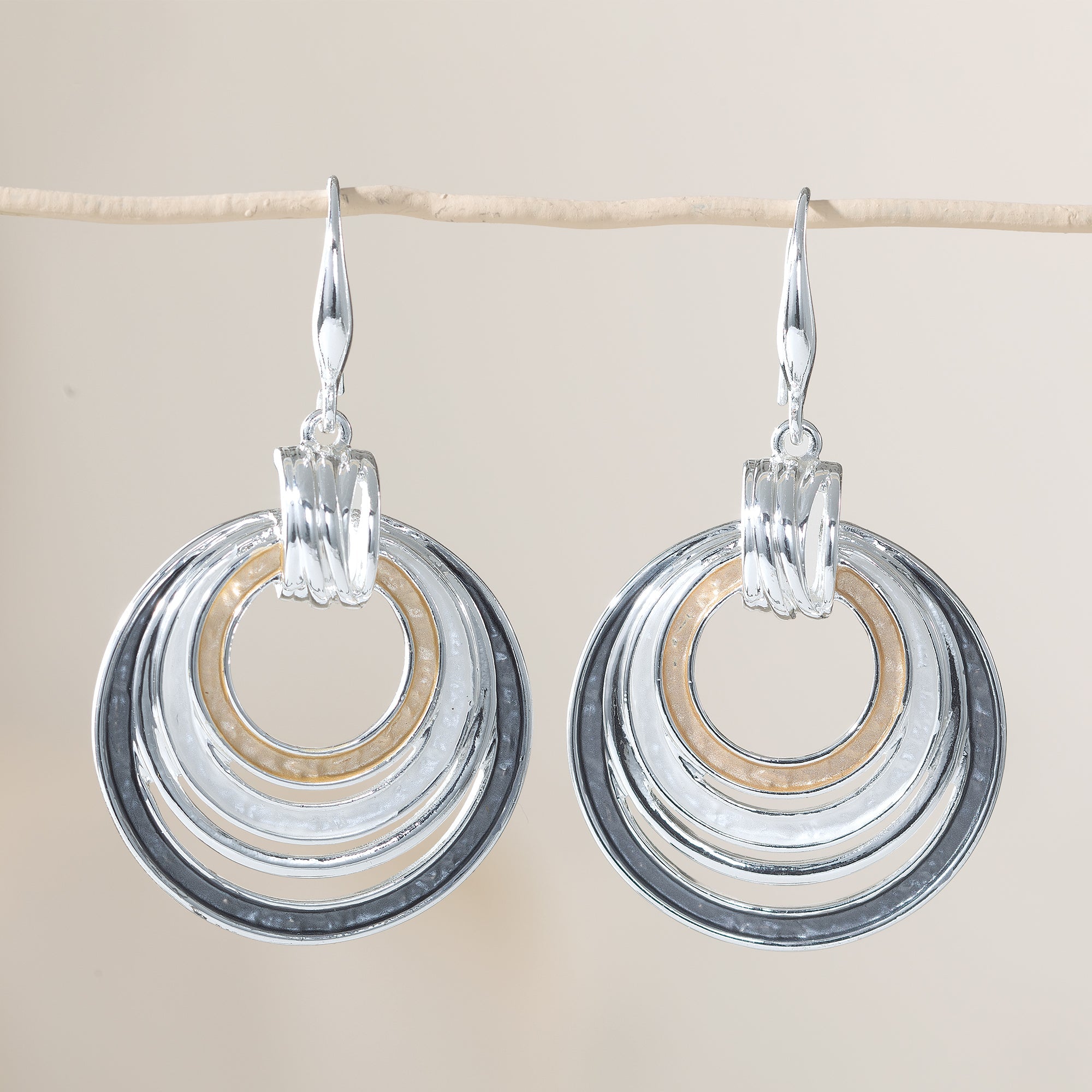 Tricolor Enamel Circles Earrings