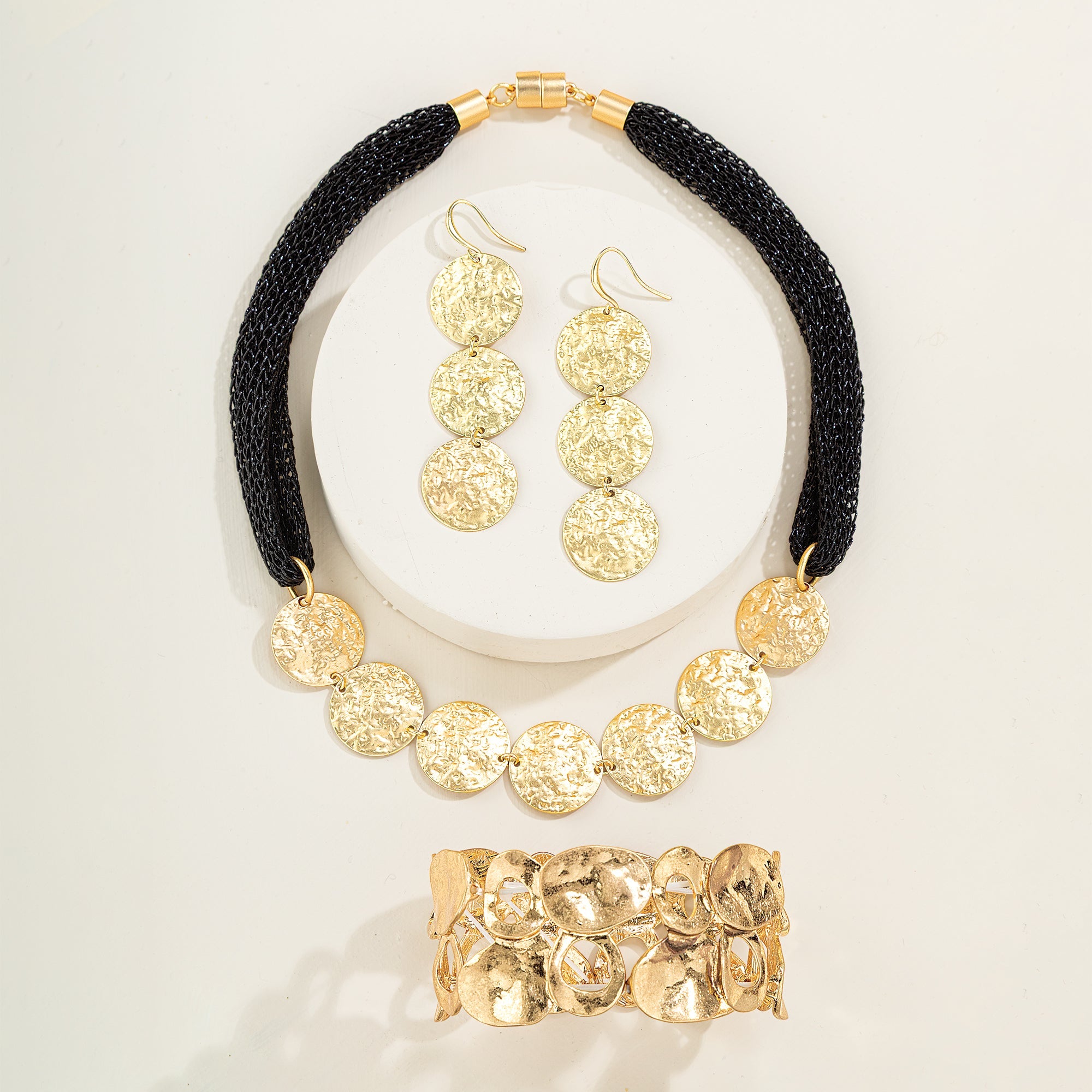 Trevi Coin Black Mesh Necklace