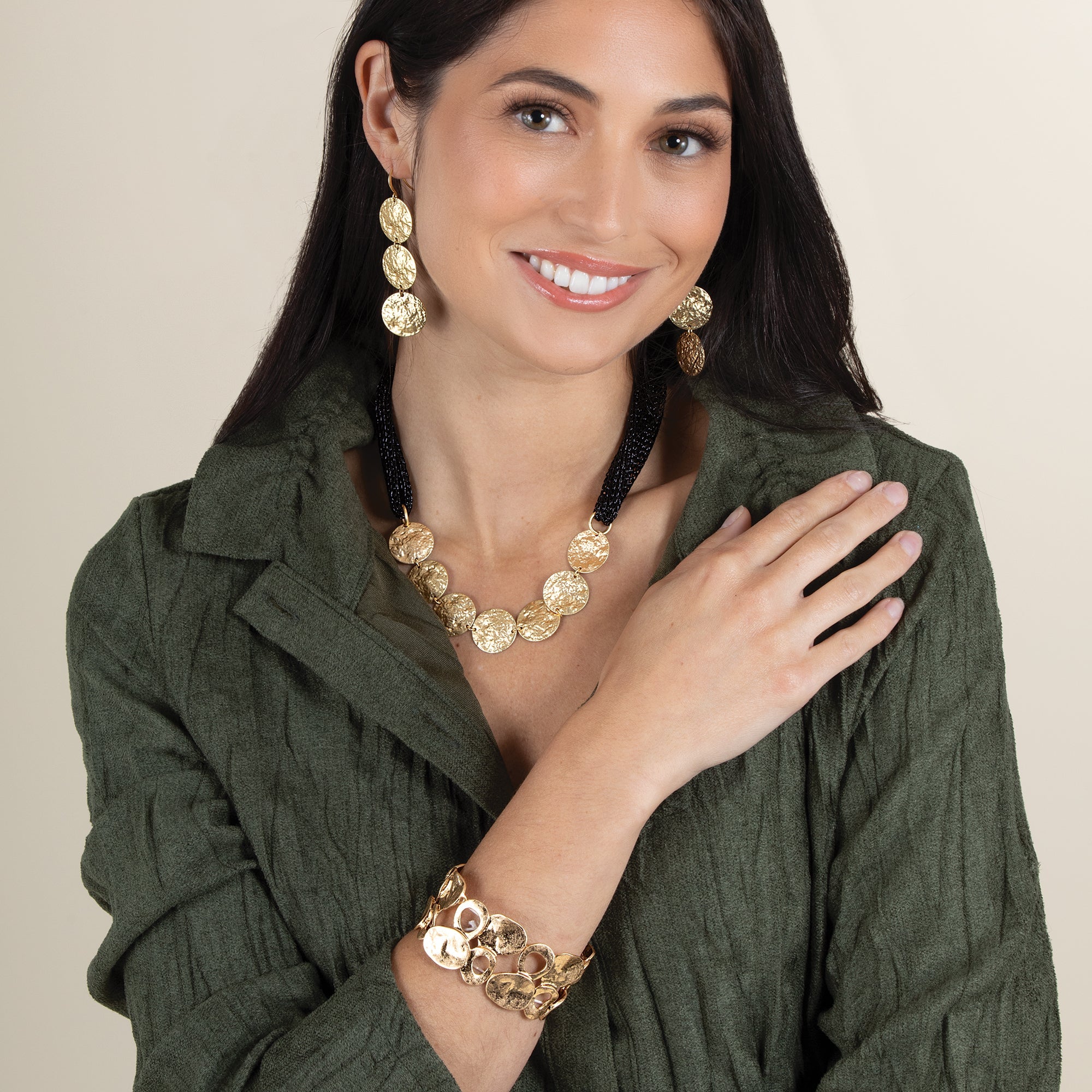 Trevi Coin Black Mesh Necklace