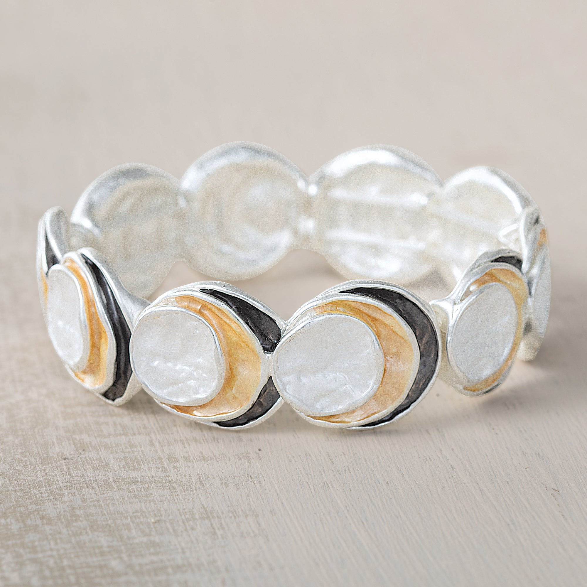 Tricolor Enamel Circles Bracelet