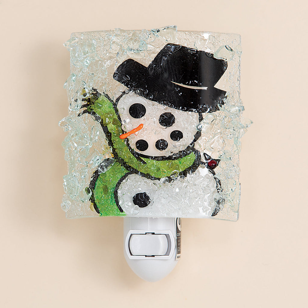 Recycled Glass Smiling Snowman Nightlight