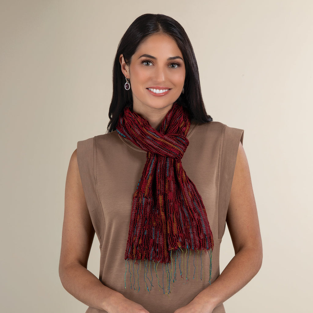 Deep Ruby Ruched Scarf