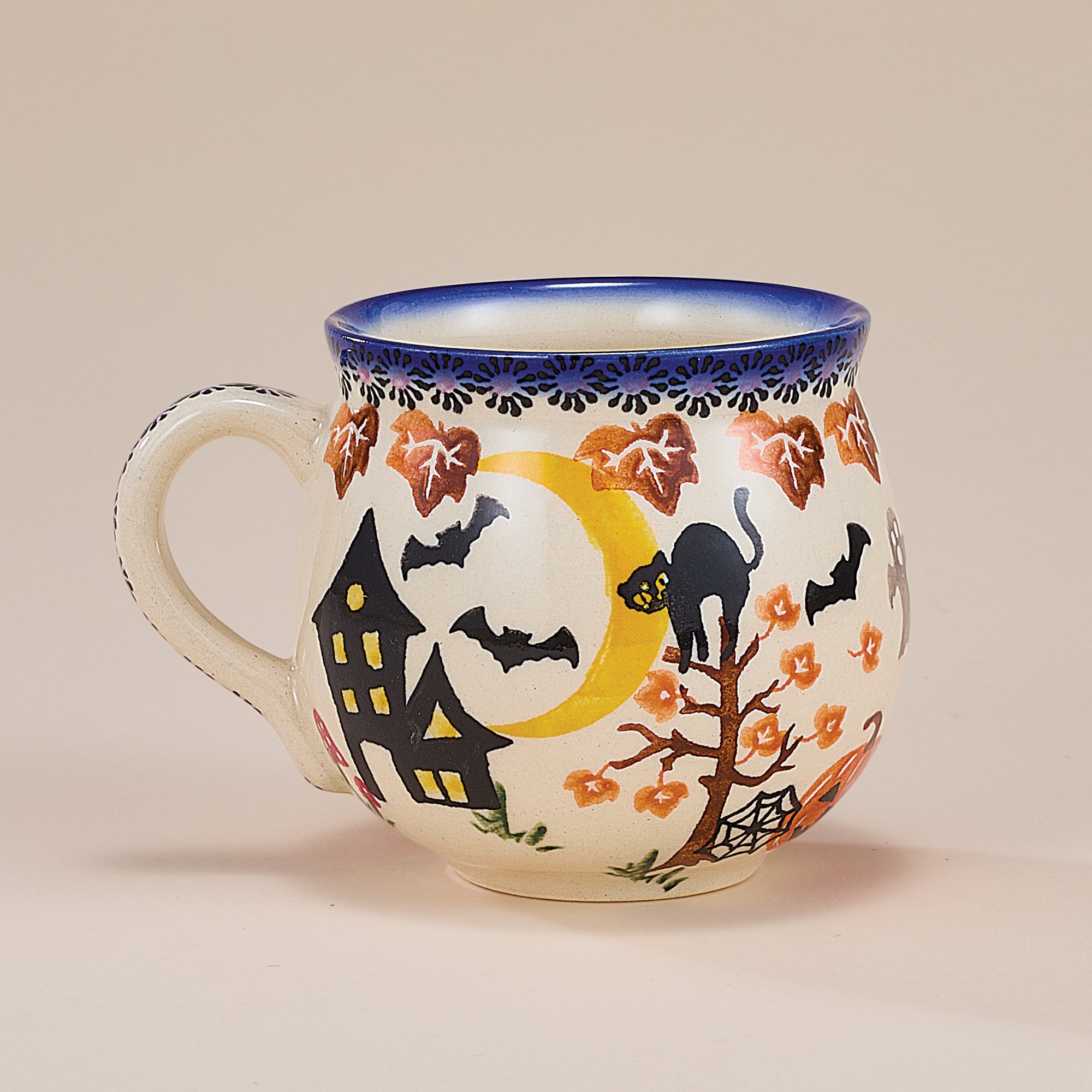 Polish Pottery Enchanting Pumpkins Bubble Mug, 11oz.